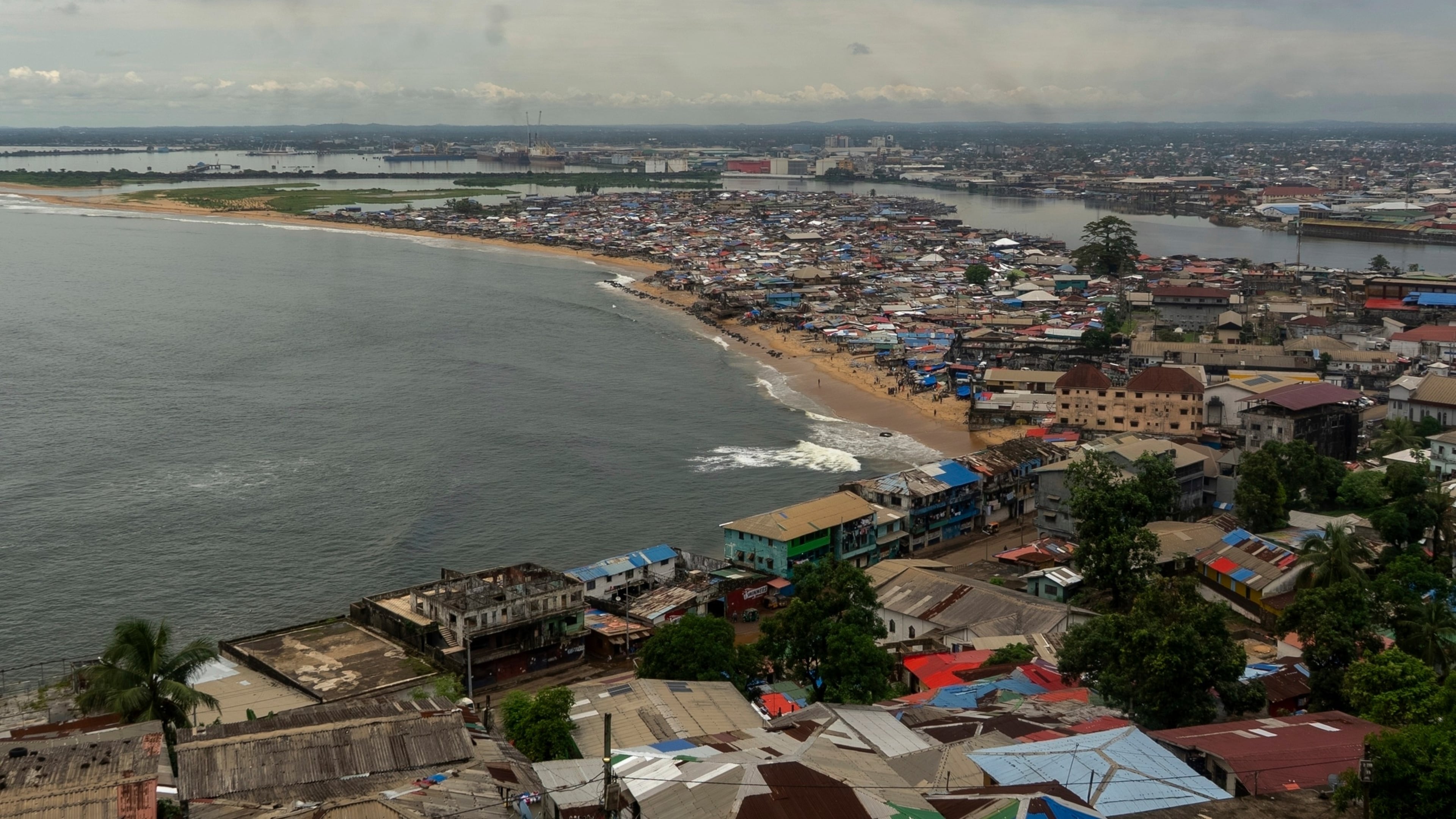 FILE - Wide view of Monrovia, Liberia, from the top of the Ducor Hotel, Sunday, June 15, 2025. (AP Photo/Annie Risemberg, File)