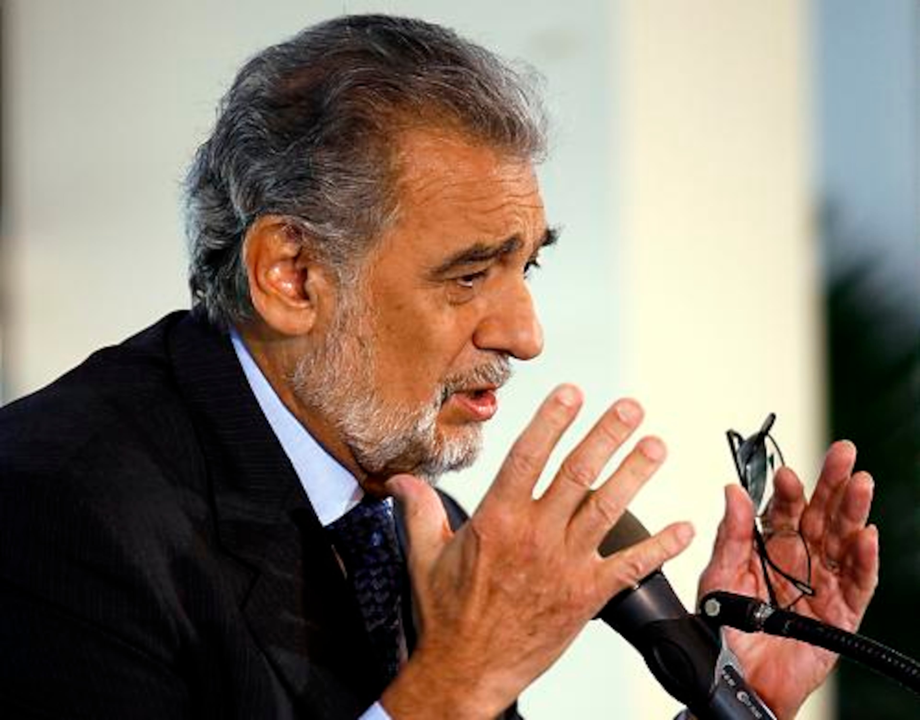 Spanish opera tenor Placido Domingo comments on the death of his friend Luciano Pavarotti during a news conference at the Dorothy Chandler Pavilion in Los Angeles on Thursday.