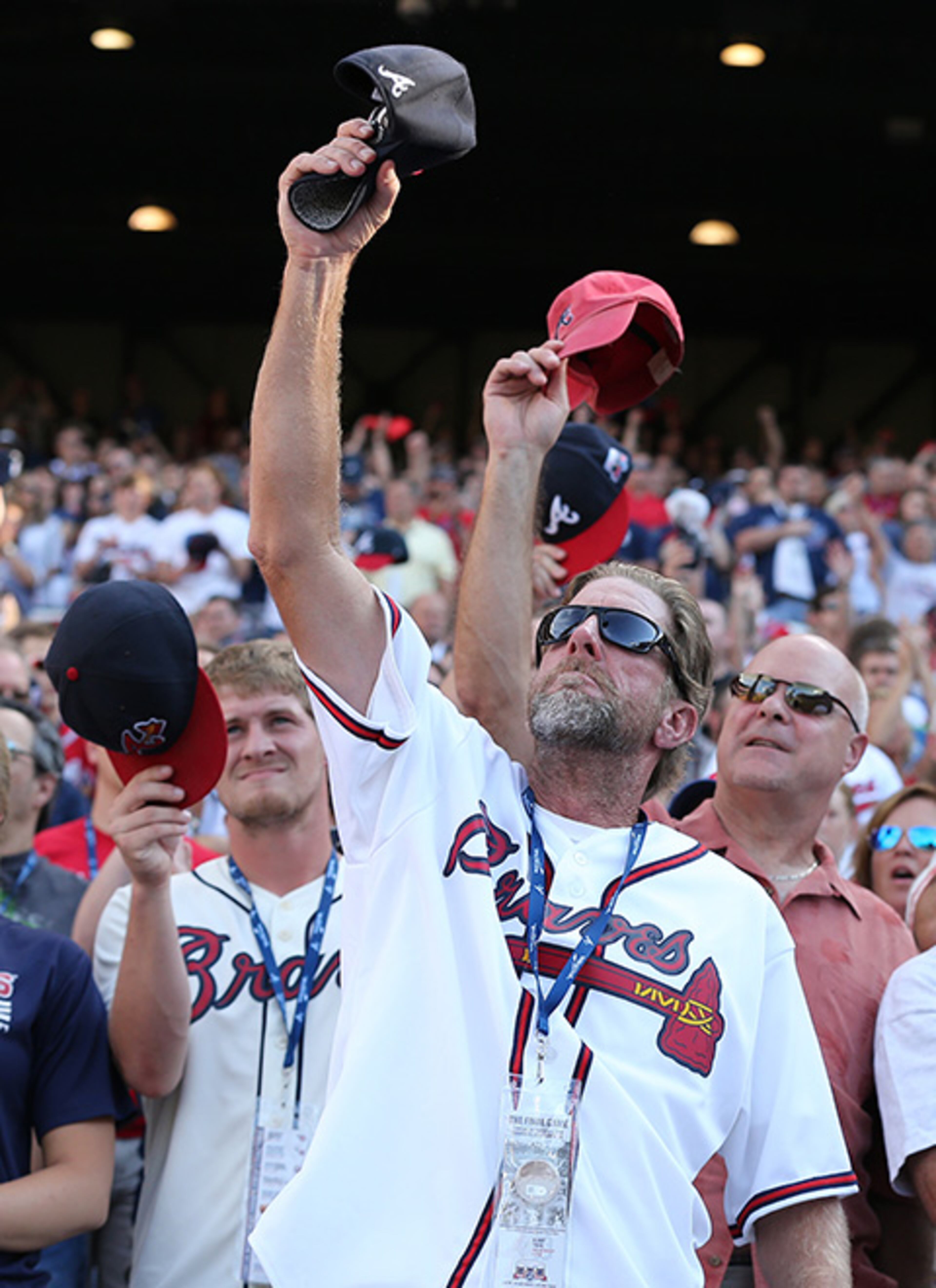 October 02, 2016 Atlanta: Braves fans tip their caps a final time at the ball year during the final game at Turner Field on Sunday, Oct. 2, 2016, in Atlanta.Curtis Compton /ccompton@ajc.com
