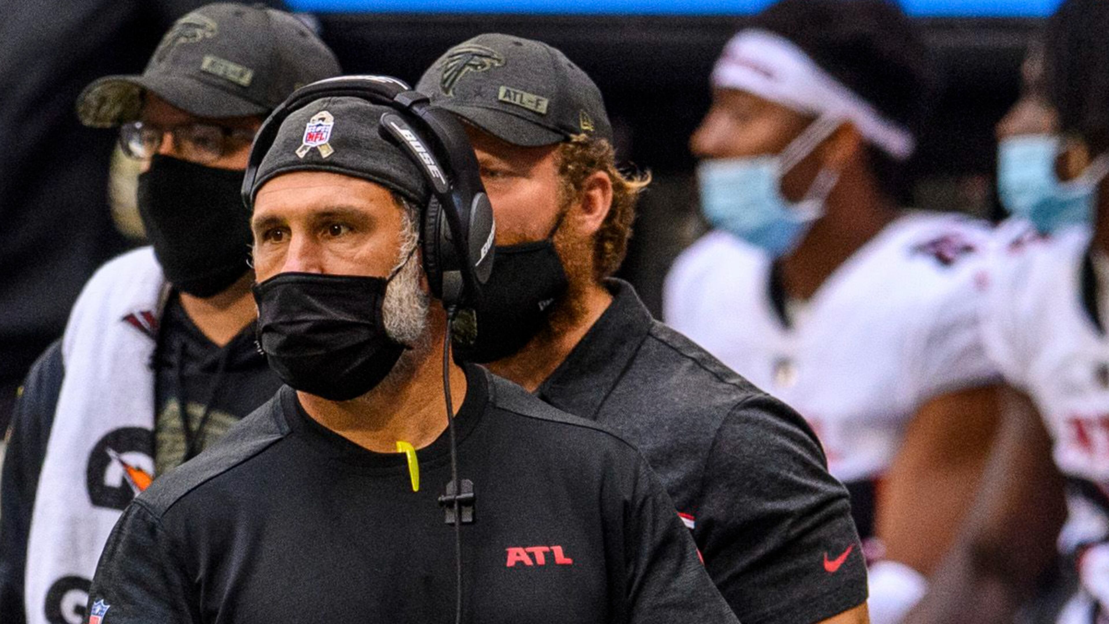 Atlanta Falcons defensive coordinator Jeff Ulbrich walks the sideline during the second half against the Denver Broncos, Sunday, Nov. 8, 2020, in Atlanta. The Atlanta Falcons won 34-27. (Danny Karnik/AP)