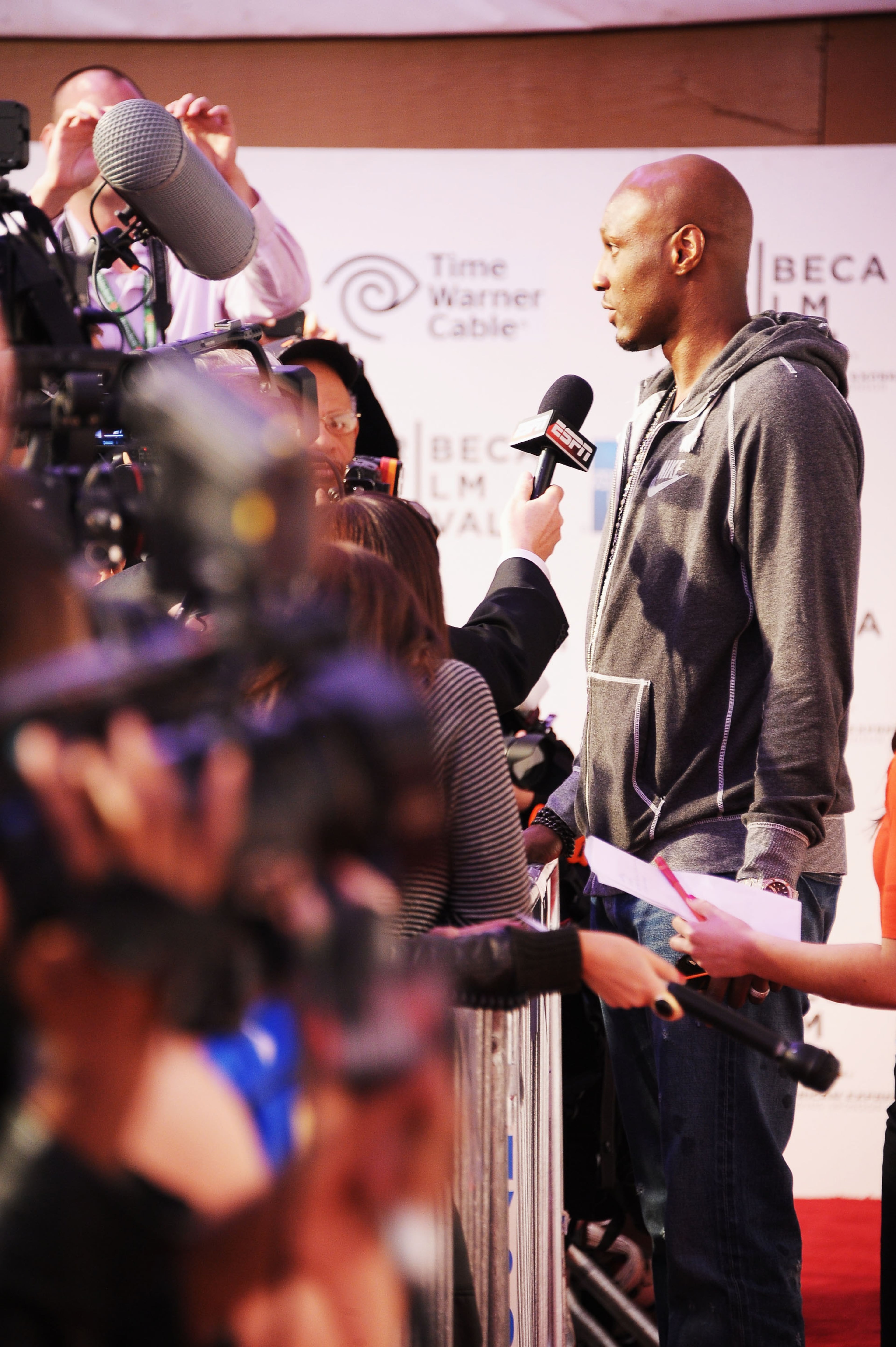 NEW YORK, NY - APRIL 20: NBA player Lamar Odom attends the Tribeca/ESPN Sports Film Festival Gala for Benji during the 2012 Tribeca Film Festival at the Borough of Manhattan Community College on April 20, 2012 in New York City. (Photo by Michael Loccisano/Getty Images)