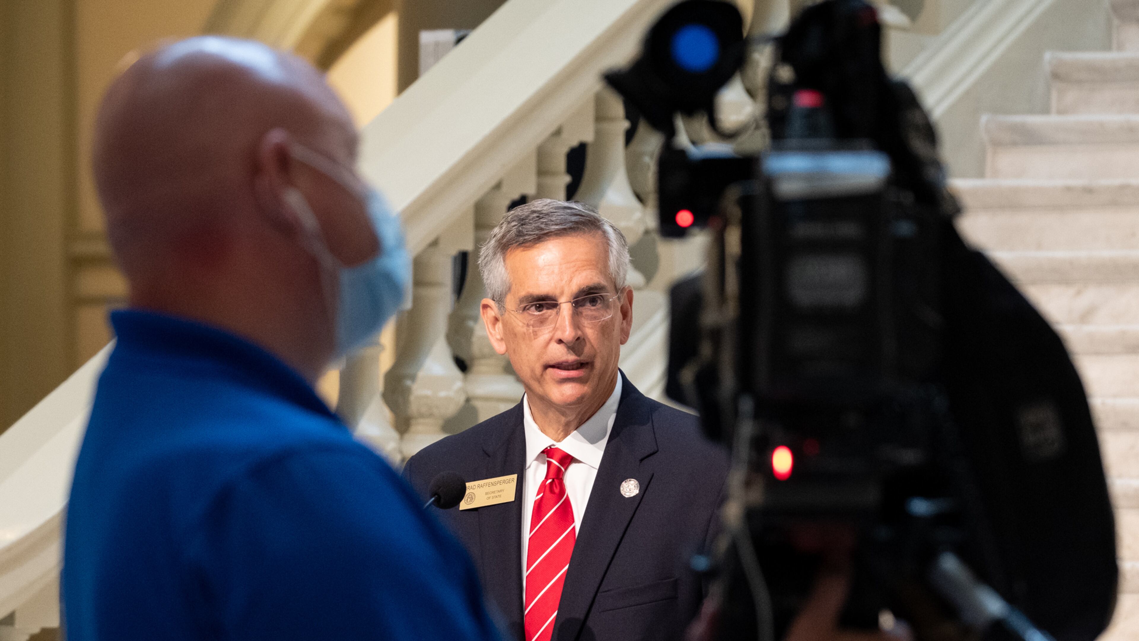 200528-Atlanta-Georgia Secretary of State Brad Raffensperger holds a press conference Thursday morning May 28, 2020 at the State Capitol to talk about the upcoming Georgia primary on June 9. Ben Gray for the Atlanta Journal Constitution