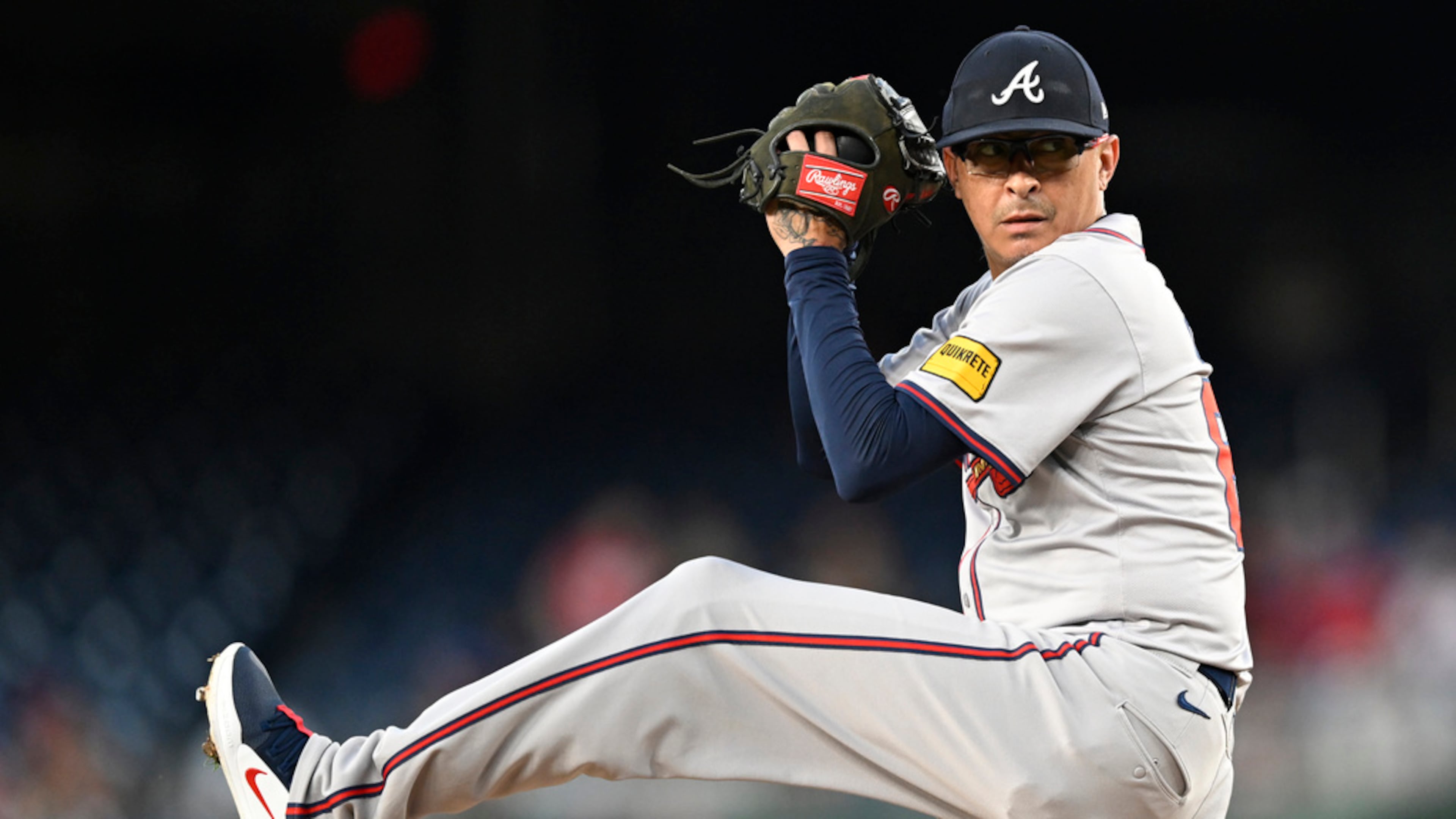 Braves reliever Jesse Chavez, here pitching with the team in 2024, was called up by Atlanta from Triple-A Gwinnett on Sunday. He previously played for the big-league club in 2010; 2021; twice in 2022 (he was traded to the Cubs in April and traded back to the Braves in August); 2023; 2024; and now for his second time in 2025 after having been released by Atlanta earlier this year. (John McDonnell/AP)
