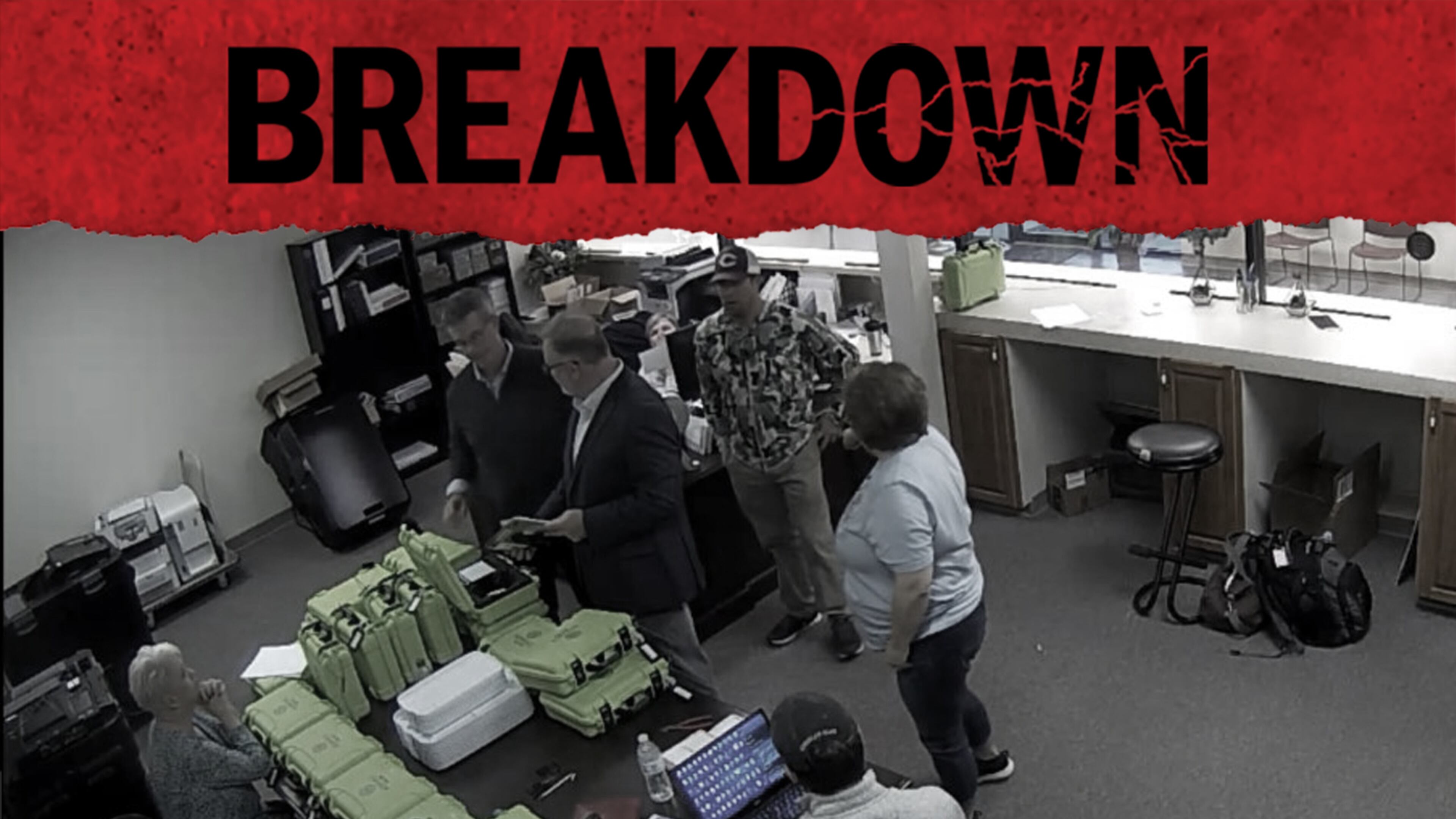 The 12th episode of the AJC's podcast "Breakdown — The Trump Grand Jury" examines the Coffee County data breach that occured on Jan. 7, 2021. Surveillance video has surfaced of the meeting between tech experts, Trump supporters and the county elections director in the county's election office. (Coffee County)