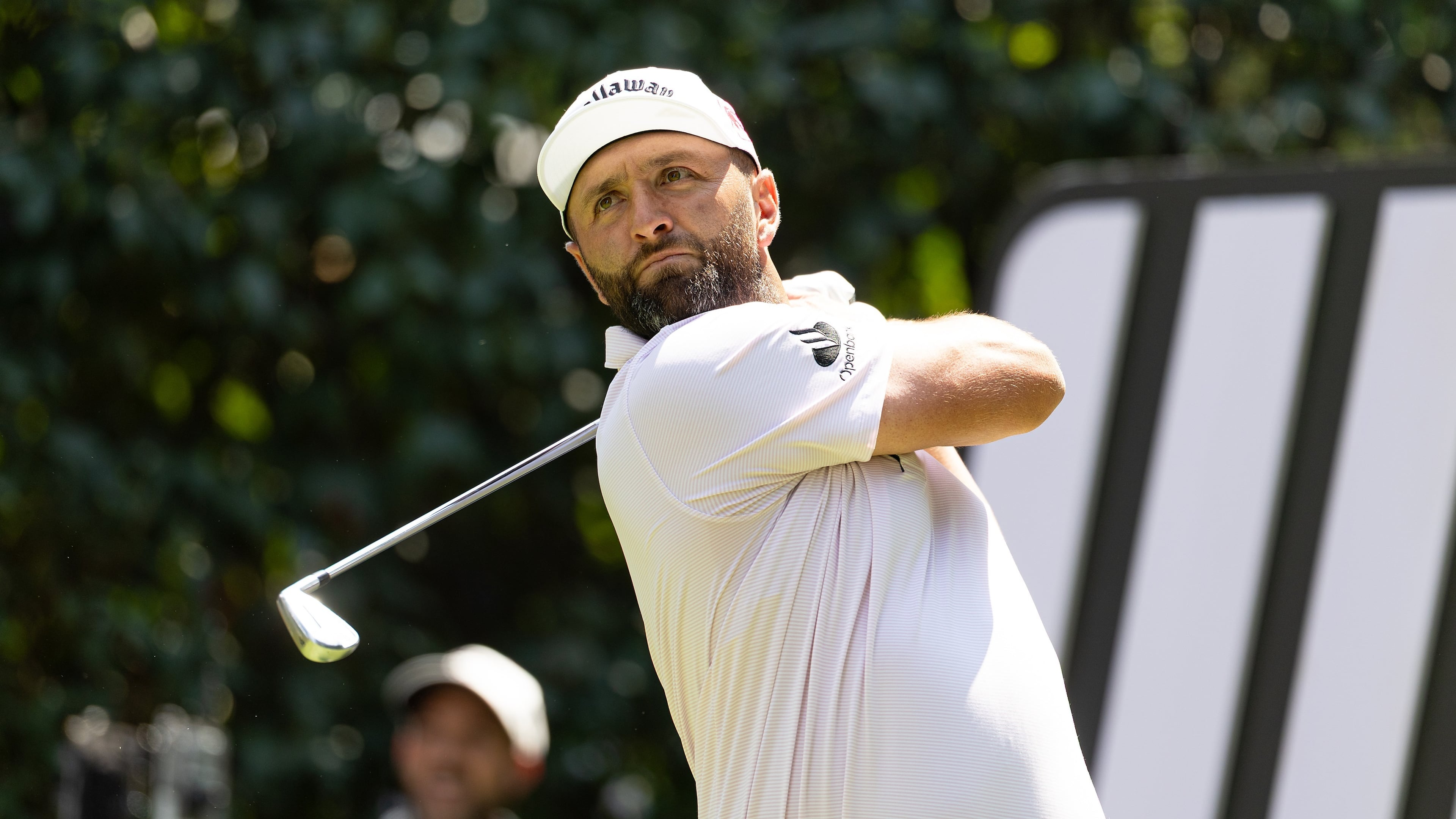 Captain Jon Rahm, of Legion XIII, hits from the 16th tee during the first round of LIV Golf Mexico City at Club de Golf Chapultepec, Thursday, April 16, 2026, in Naucalpan, Mexico. (Scott Taetsch/LIV Golf via AP)