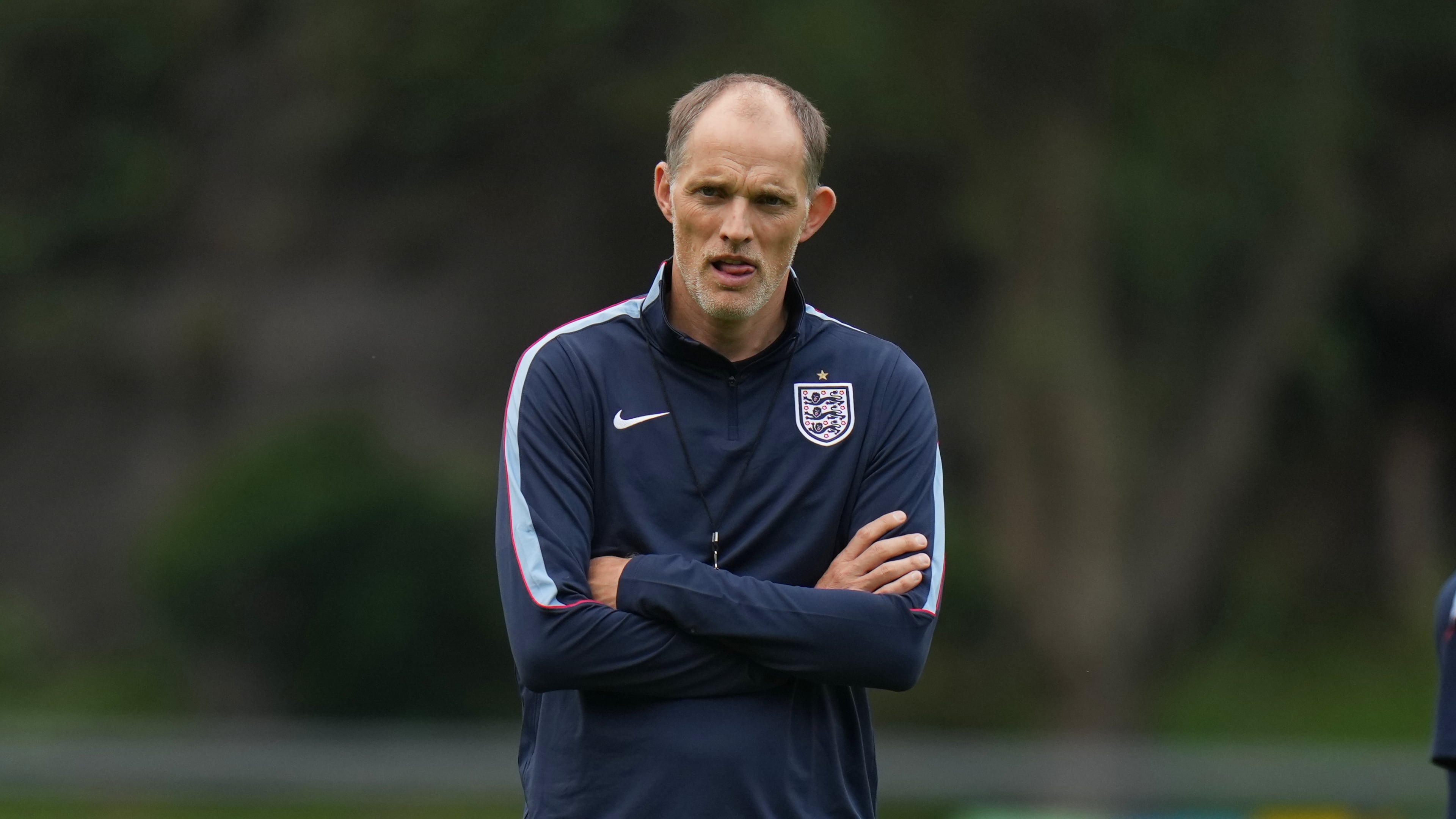 England head coach Thomas Tuchel during a training session ahead of his team's World Cup round of 16 soccer match against Mexico, in Mexico City, Saturday, July 4, 2026. (AP Photo/Eduardo Verdugo)