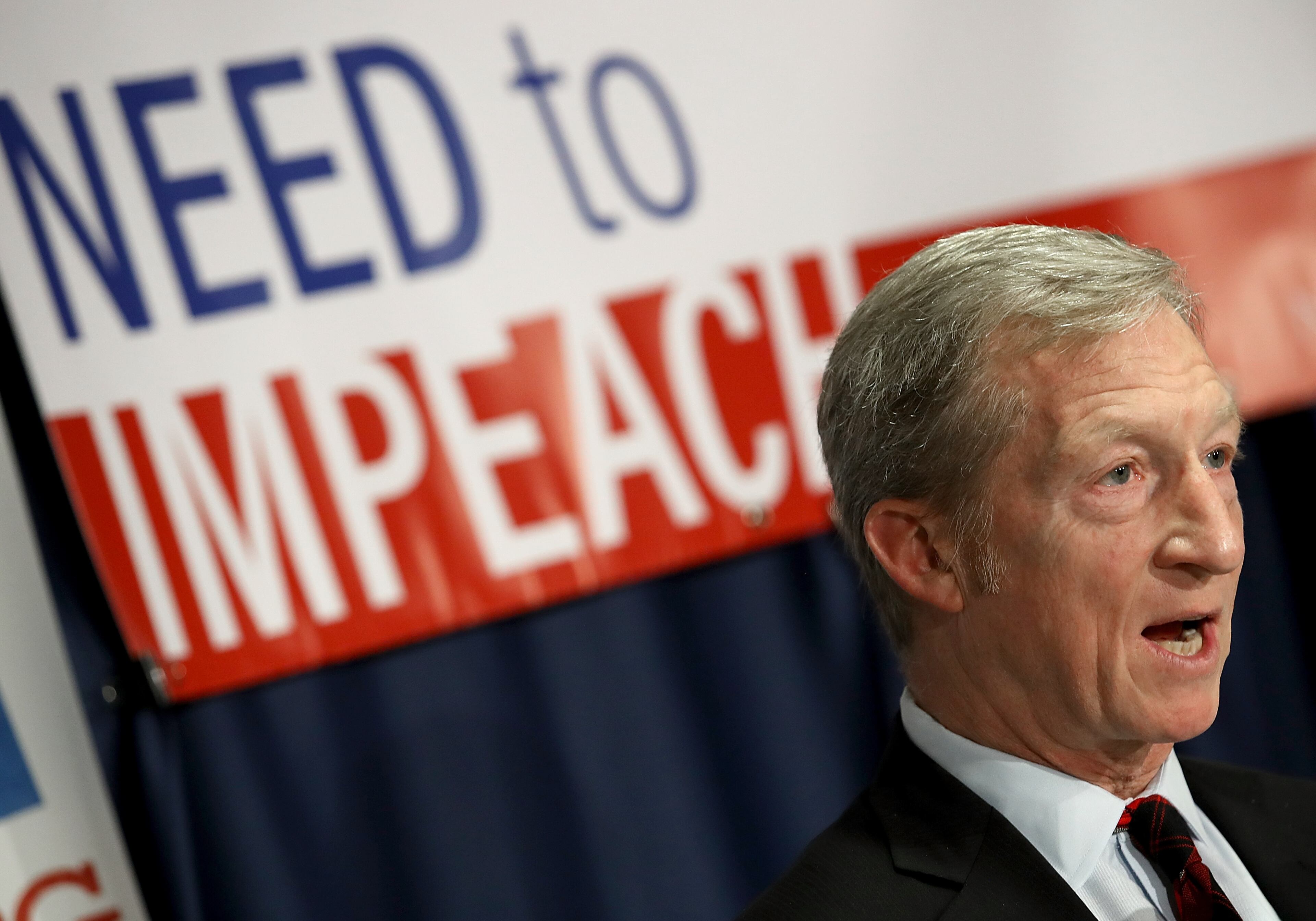 WASHINGTON, DC - DECEMBER 06: Billionaire hedge fund manager and philanthropist Tom Steyer speaks during a press conference at the National Press Club December 6, 2017 in Washington, DC. Steyer, founder of the "Need To Impeach" initiative, presented legal grounds calling for the impeachment investigation of U.S. President Donald Trump during the press conference. (Photo by Win McNamee/Getty Images)