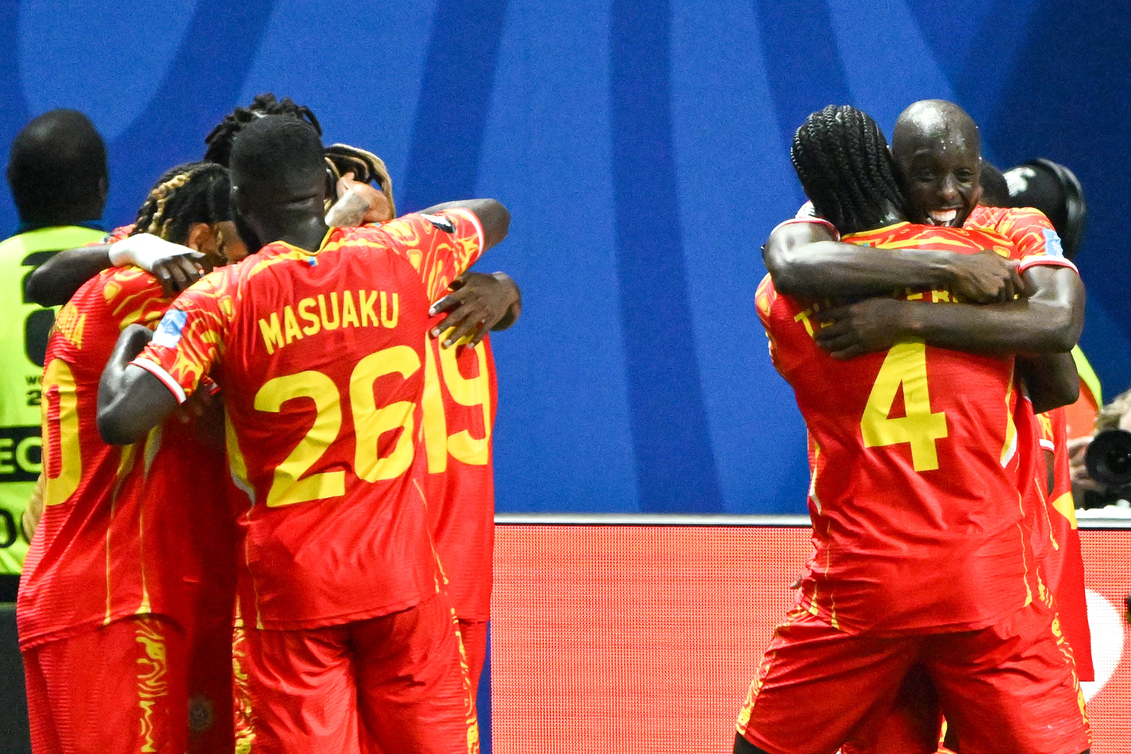 DR Congo reacts after kicking a goal against Uzbekistan during the second half of a FIFA World Cup match at Atlanta Stadium (Mercedes-Benz Stadium) on Saturday, June 27, 2026, in Atlanta. (Hyosub Shin/AJC)