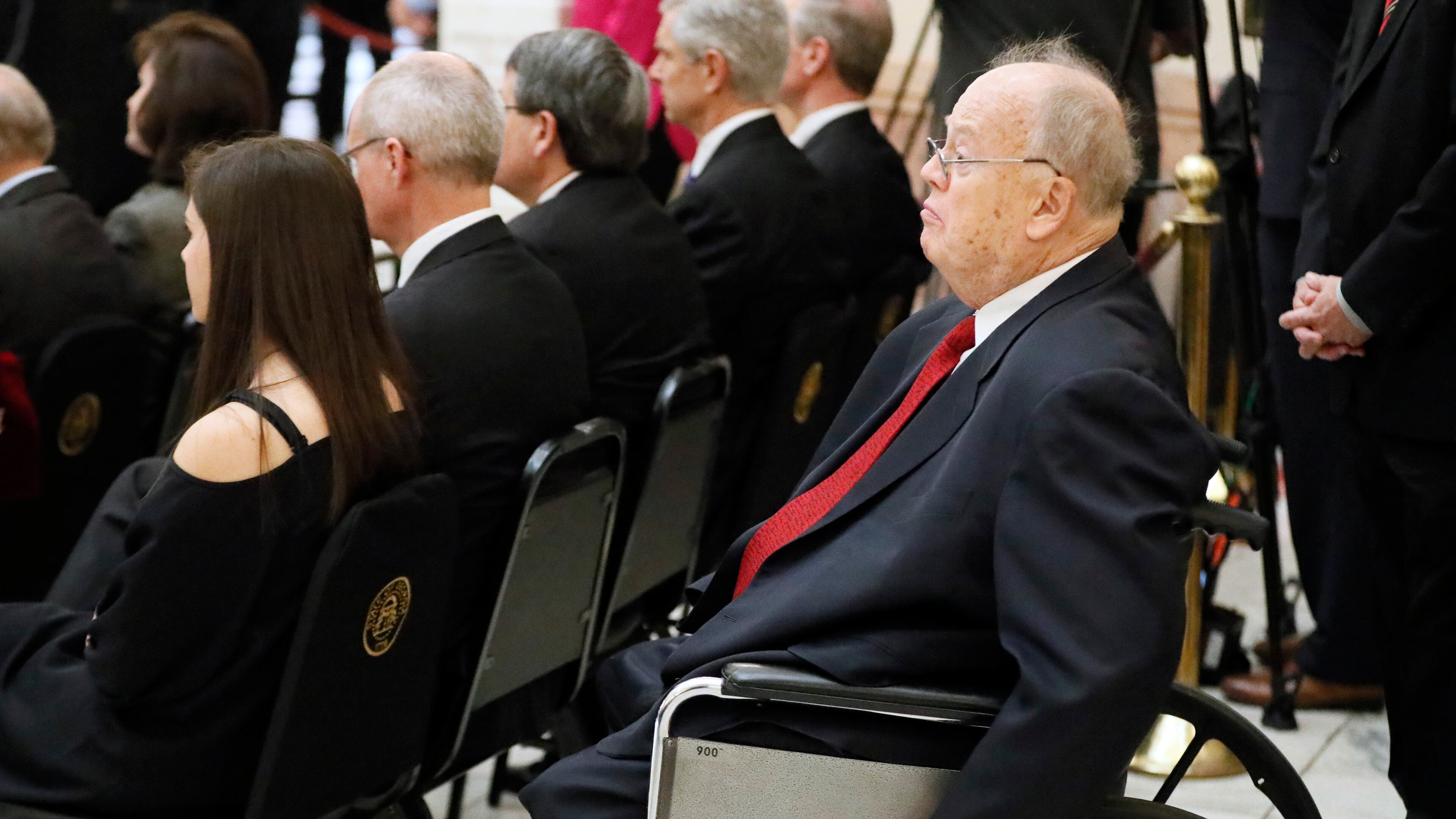 Former U.S. senator Max Cleland, at the state Capitol memorial service for former Gov. Zell Miller in March. BOB ANDRES /BANDRES@AJC.COM