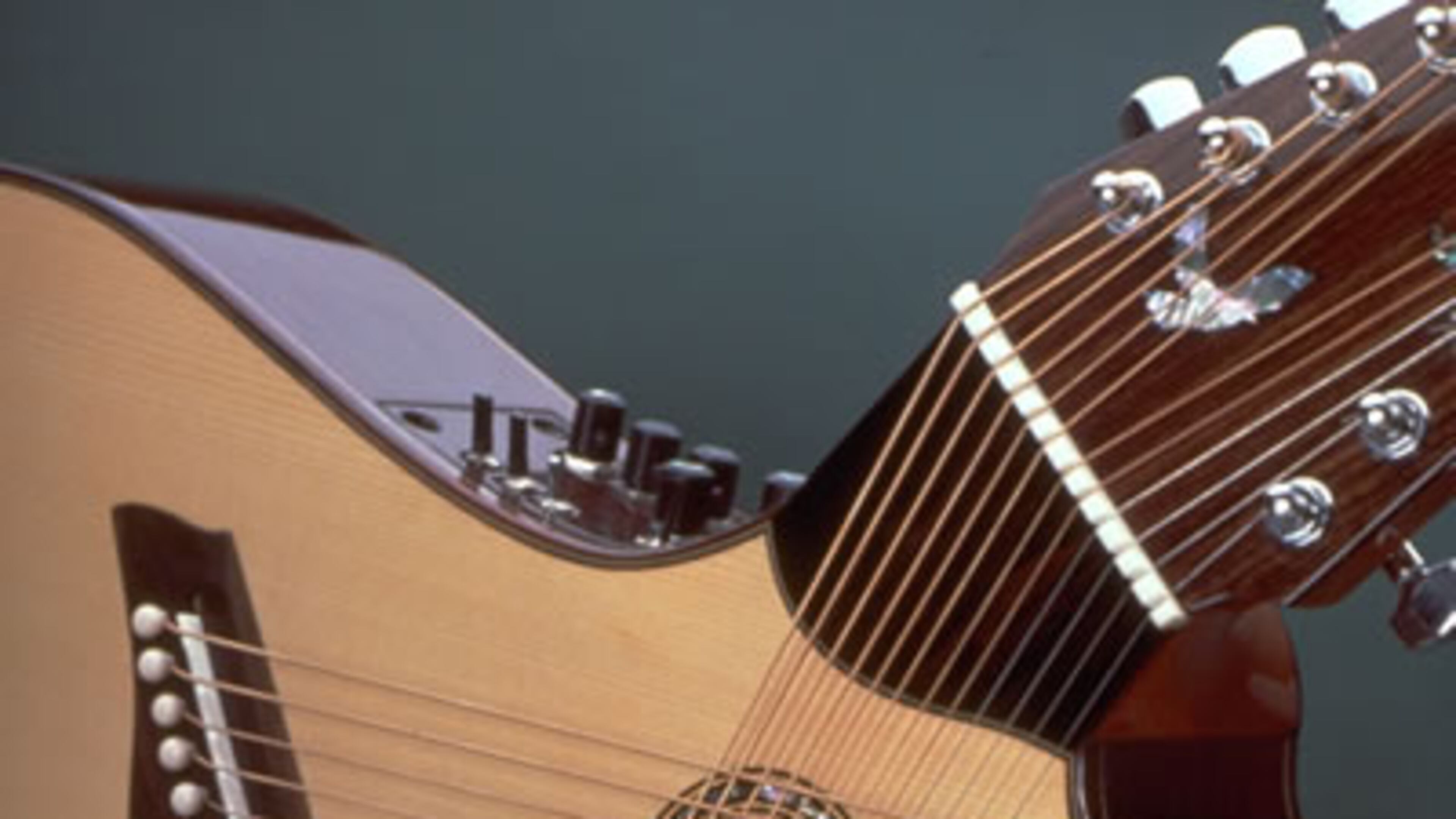 Built by Linda Manzer, the Pikasso guitar has three necks and 42 strings. Photo courtesy Linda Manzer