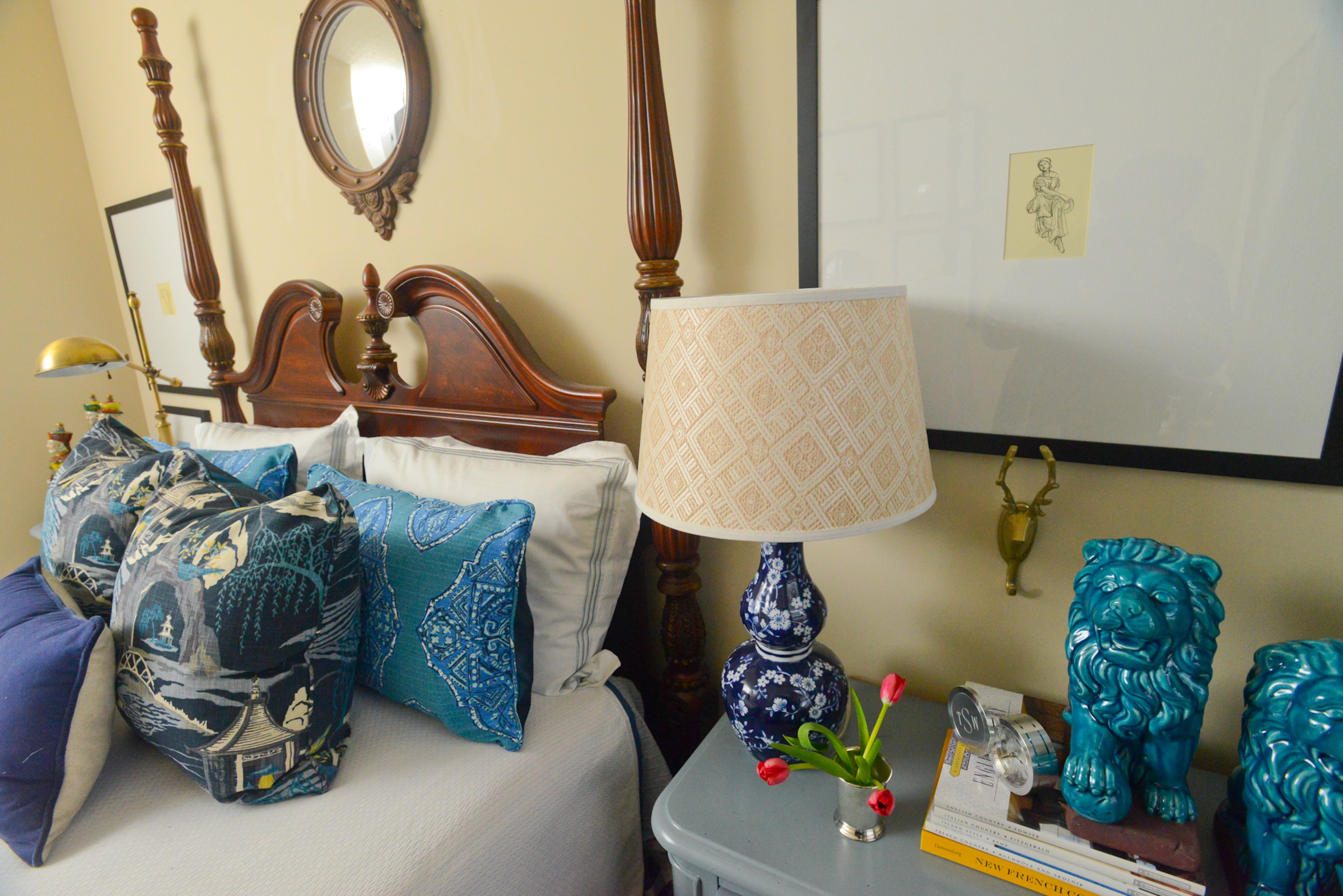 Homeowners Craig Cowan and Travis Snyder found accessories for their guest bedroom while shopping in China.