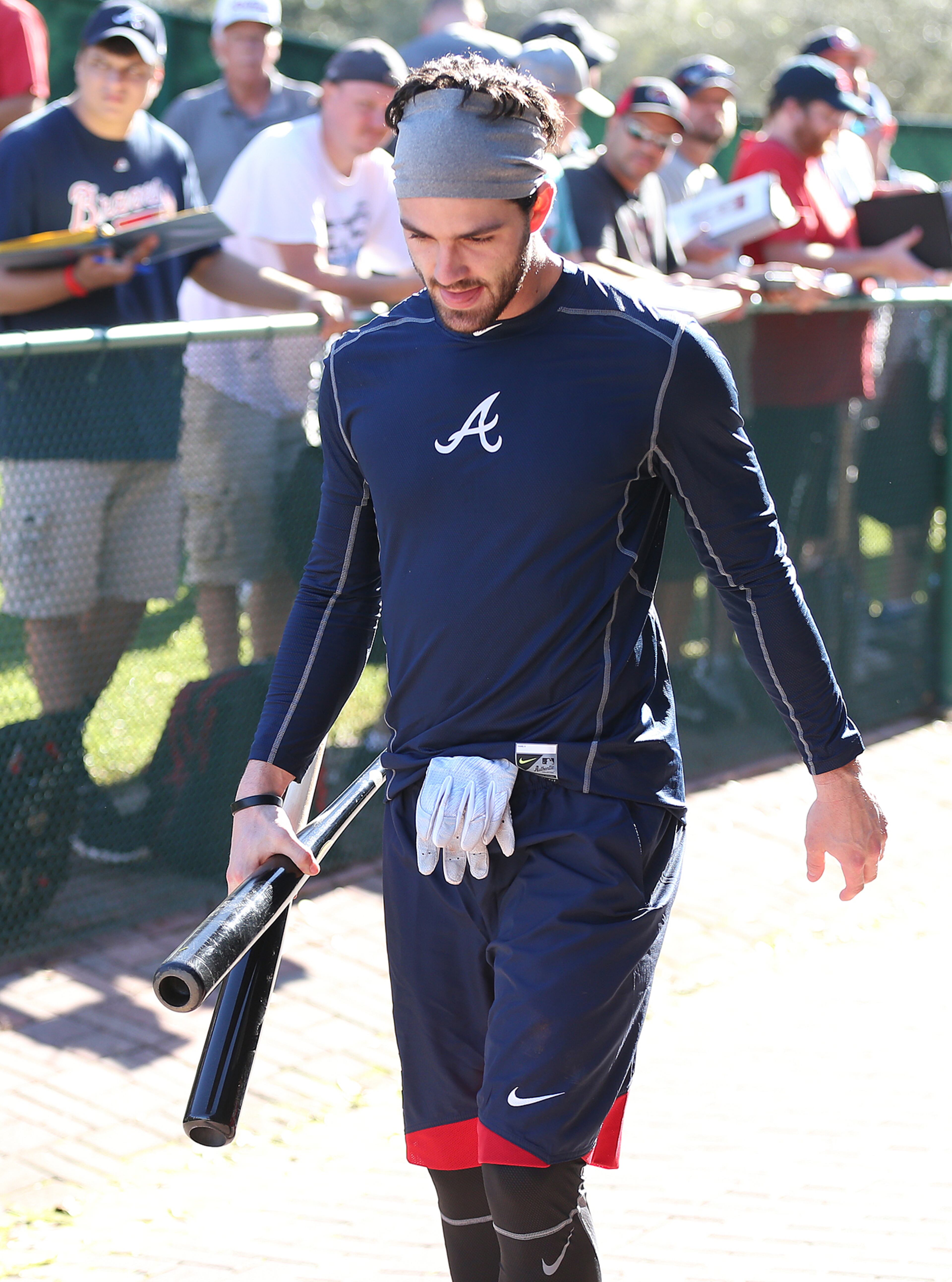 Feb 16, 2018 Lake Buena Vista: Braves shortstop Dansby Swanson walks back to the clubhouse after taking some batting practice and signing autographs during his first day of spring training on Friday, Feb 16, 2018, at the ESPN Wide World of Sports Complex in Lake Buena Vista. Curtis Compton/ccompton@ajc.com