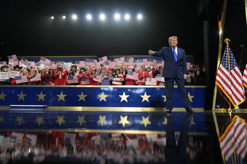 President Donald Trump arrives to speak during the RNC Midterm Convention on Wednesday in Dallas. (Jacquelyn Martin/AP)