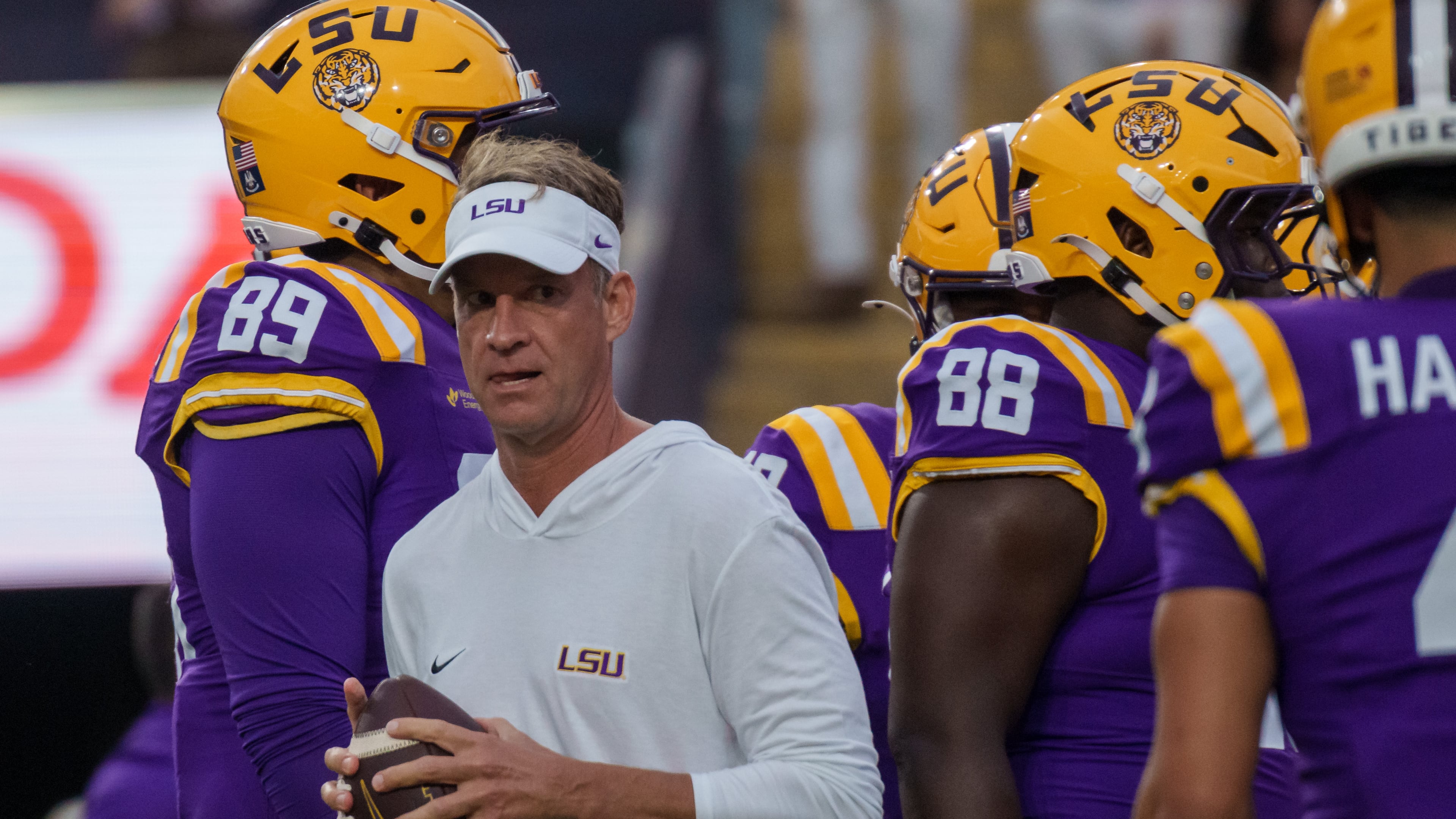 LSU head coach Lane Kiffin walks the field before an NCAA college football game against McNeese in Baton Rouge, La., Saturday, Oct. 3, 2026. The Tigers won big only to be upset at Kentucky the next Saturday. (Matthew Hinton/AP)