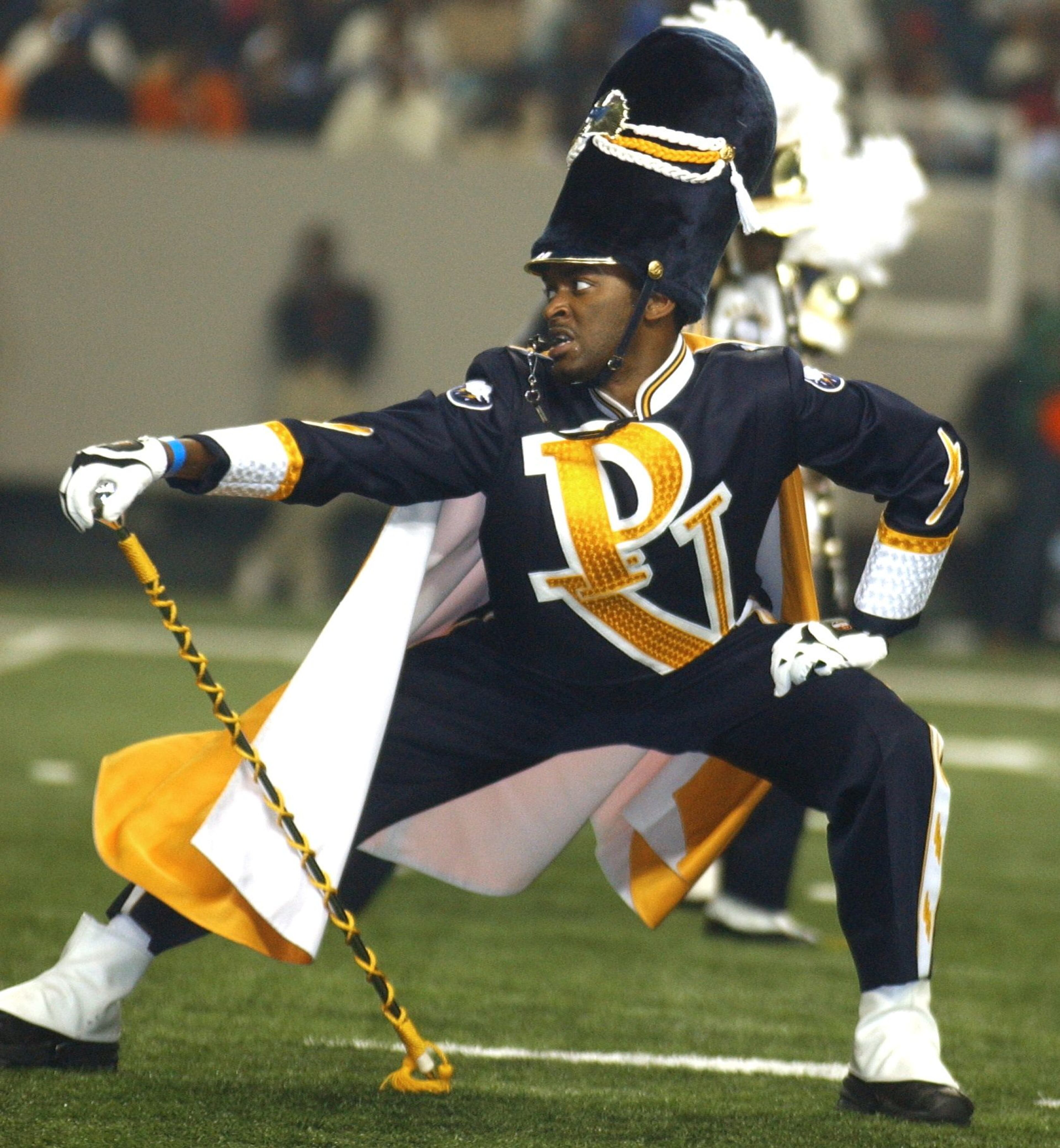 Prairie View brings its flash and pomp back to the Dome. Here's Drum Major Larry Wade striking a pose during the band's performance at the 2005 Battle of the Bands at the Georgia Dome. READ MORE: Which historic black colleges make the 2016 Honda Battle of the Bands?