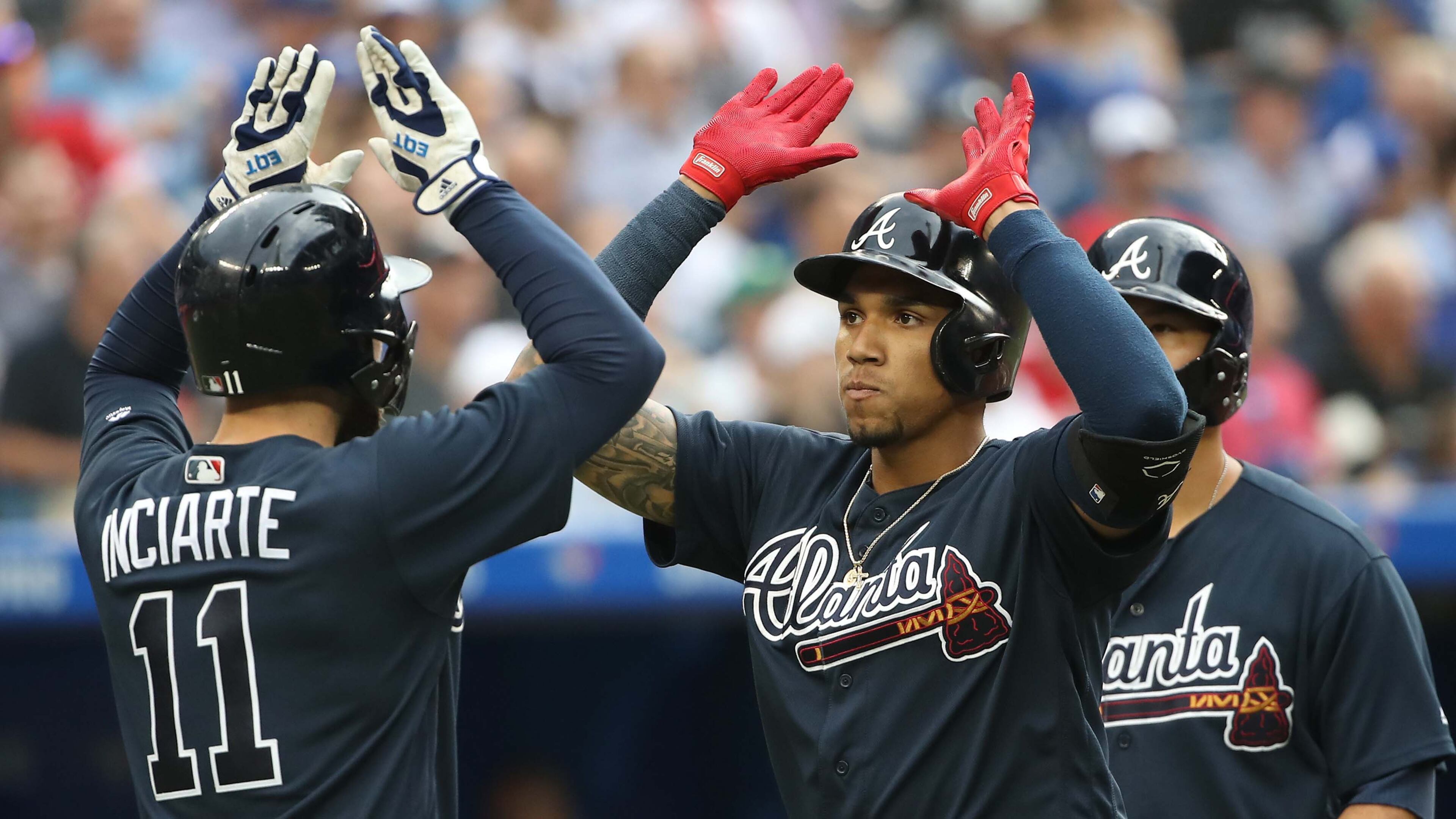 Braves' Johan Camargo kicked off the ninth-inning rally with a single to right field. He’d go on to score off a single by Ozzie Albies.