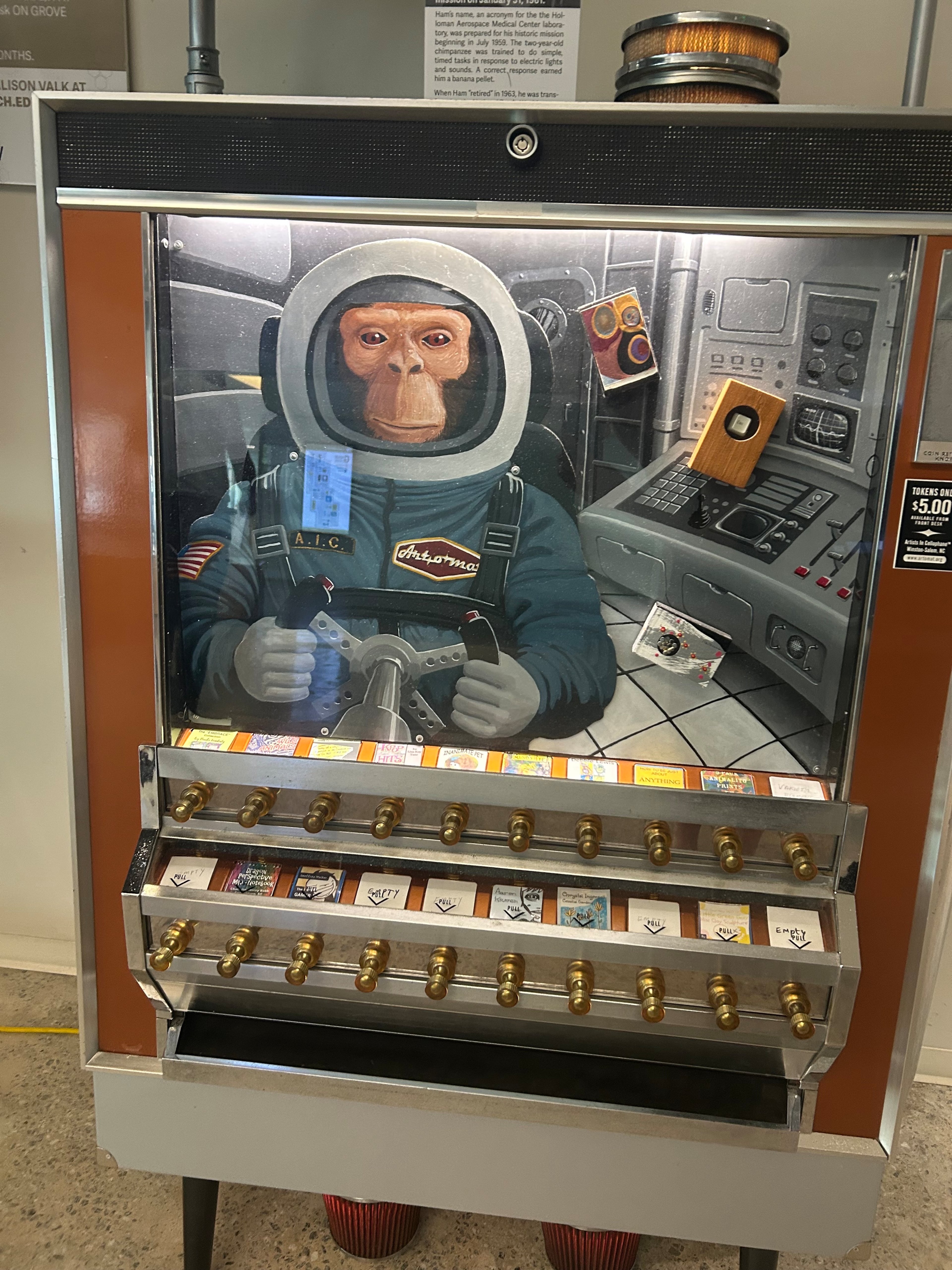 The Georgia Tech library has an Art-o-mat on its ground floor that features art from Atlanta artists. It costs $5 to purchase a piece of surprise art. (Olivia Wakim/AJC)