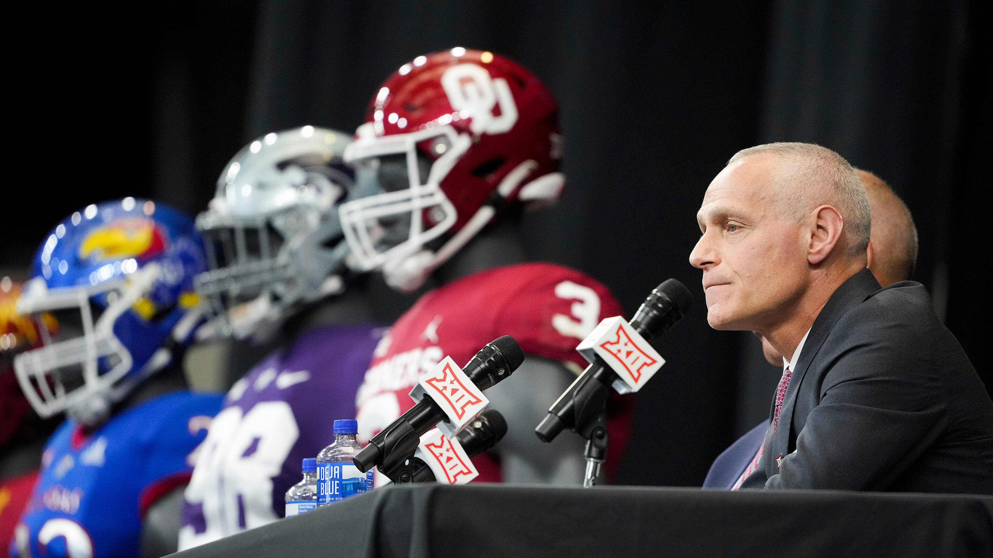 Big 12 commissioner Brett Yormark speaks with the press during the Big 12 Conference football media days at AT&T Stadium on Wednesday, July 13, 2022, in Arlington, Texas. (Smiley N. Pool/The Dallas Morning News/TNS)