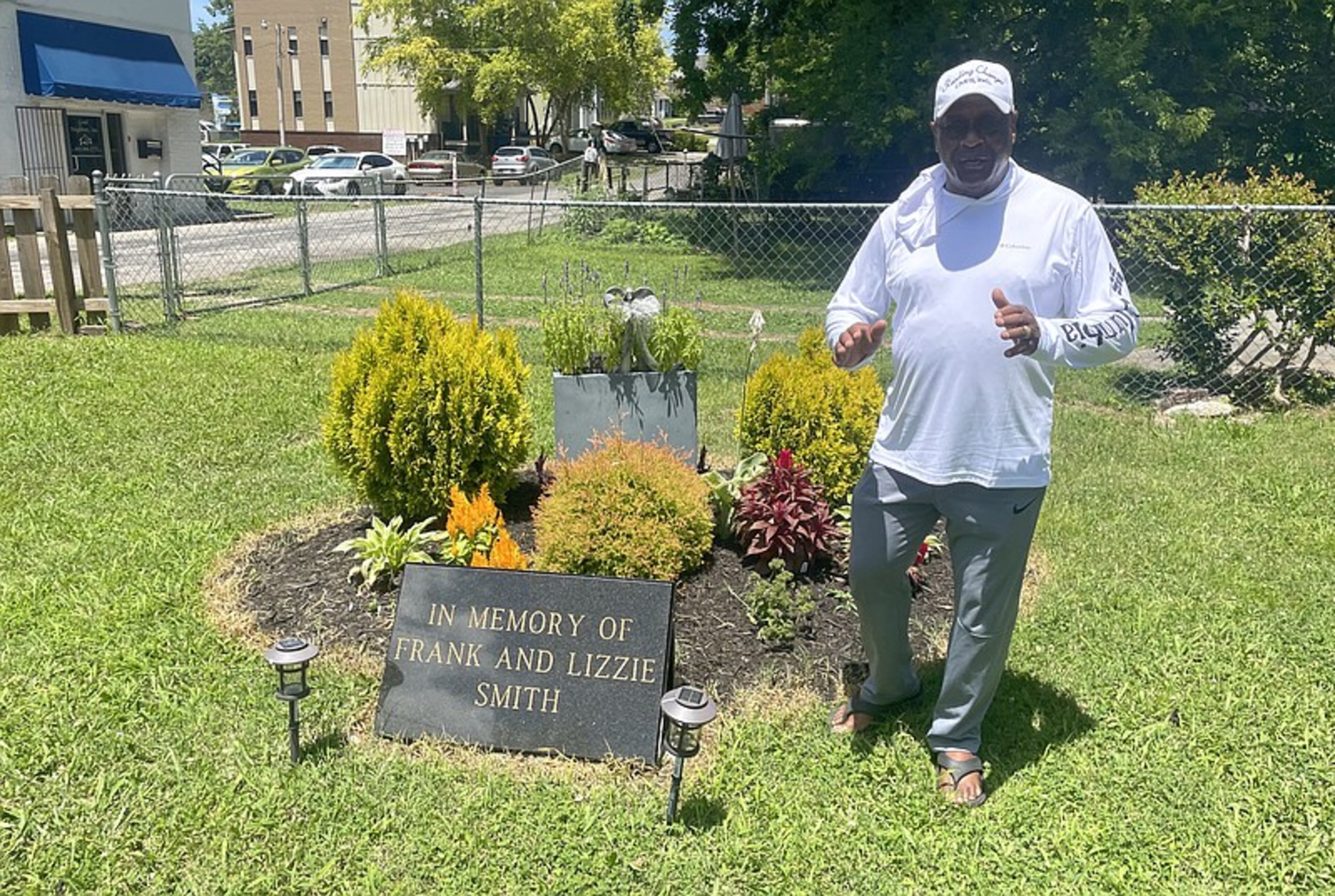 Eric Smith hopes school children will come to read in the literacy garden, which is dedicated to his parents. (Photo Courtesy of Mark Kennedy)