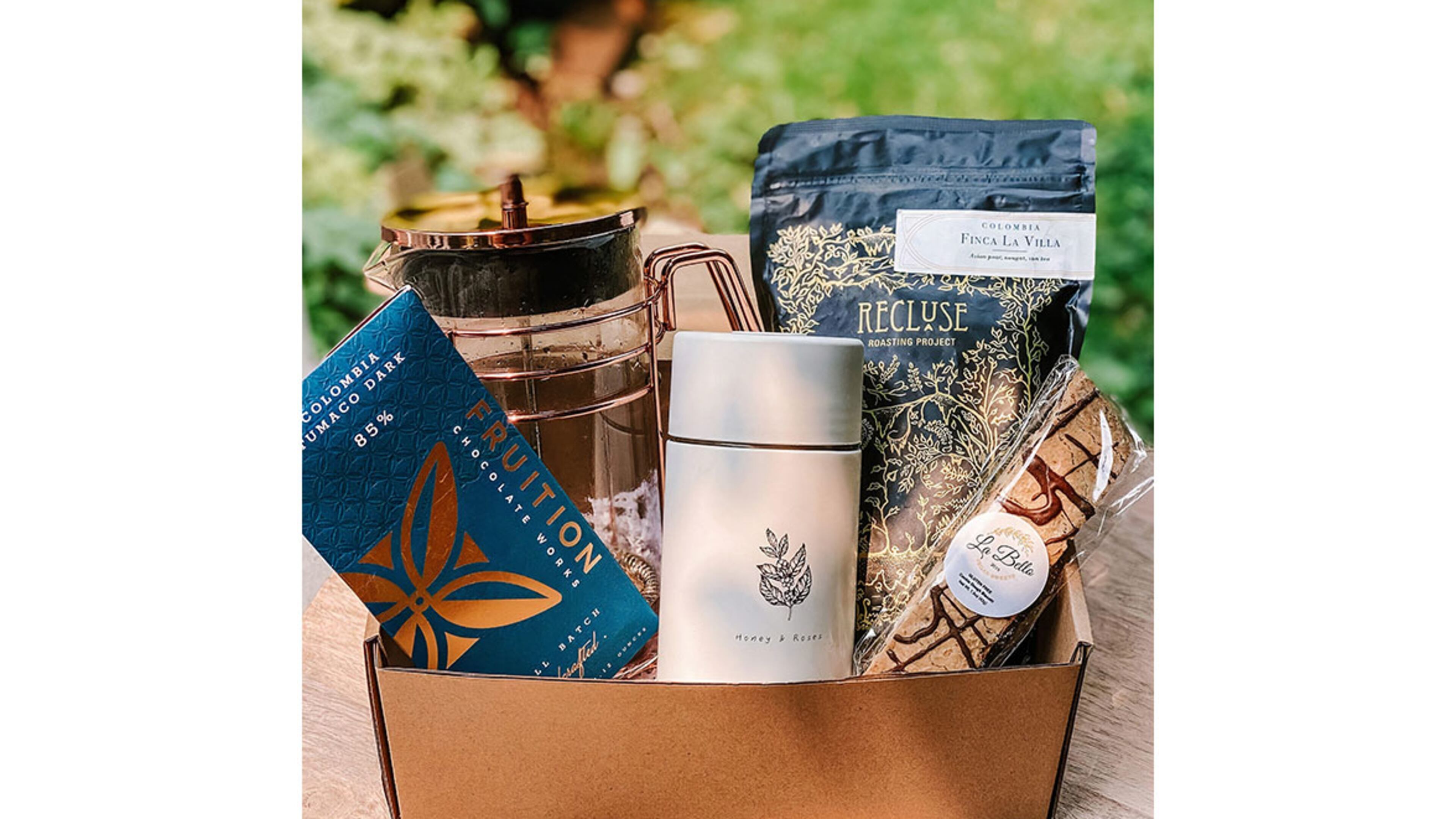 Coffee, treats and cups from Honey & Roses Coffee Co.
Courtesy of Honey & Roses Coffee Co.