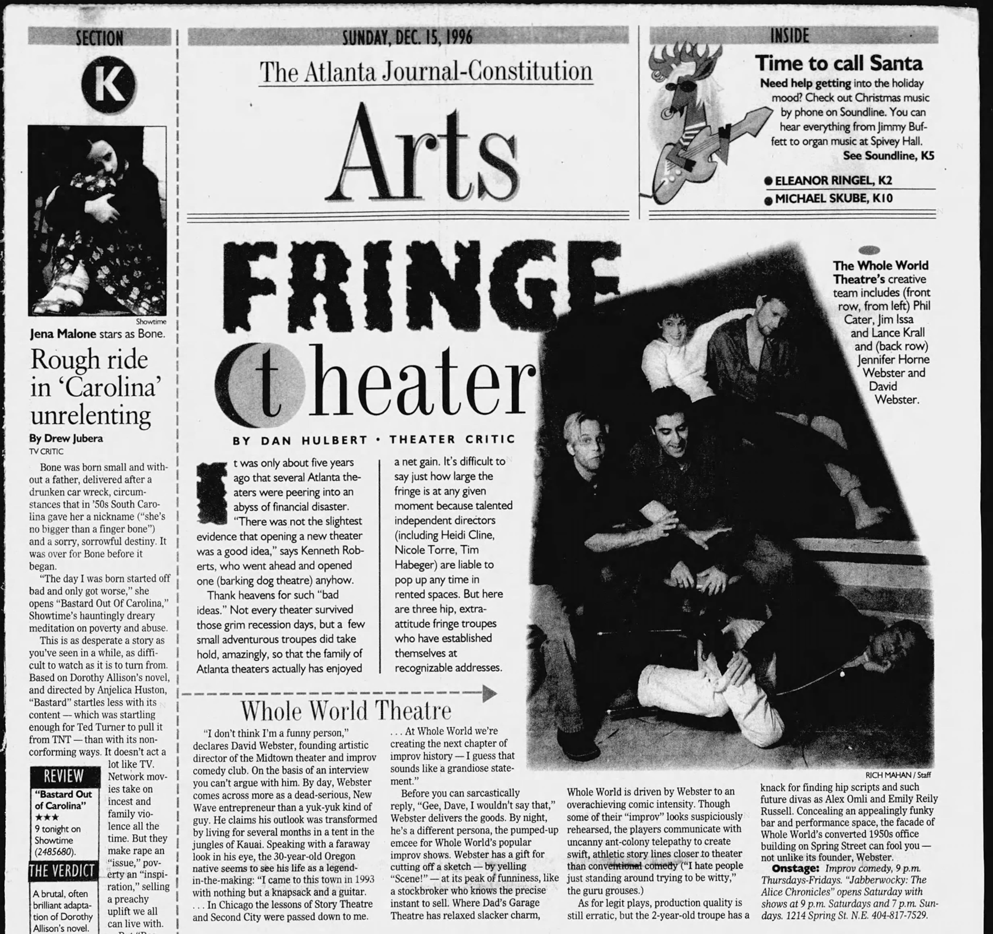 The AJC story about Whole World Theatre from nearly 30 years ago that Anna Vocino still remembers and appreciates. AJC FILE
