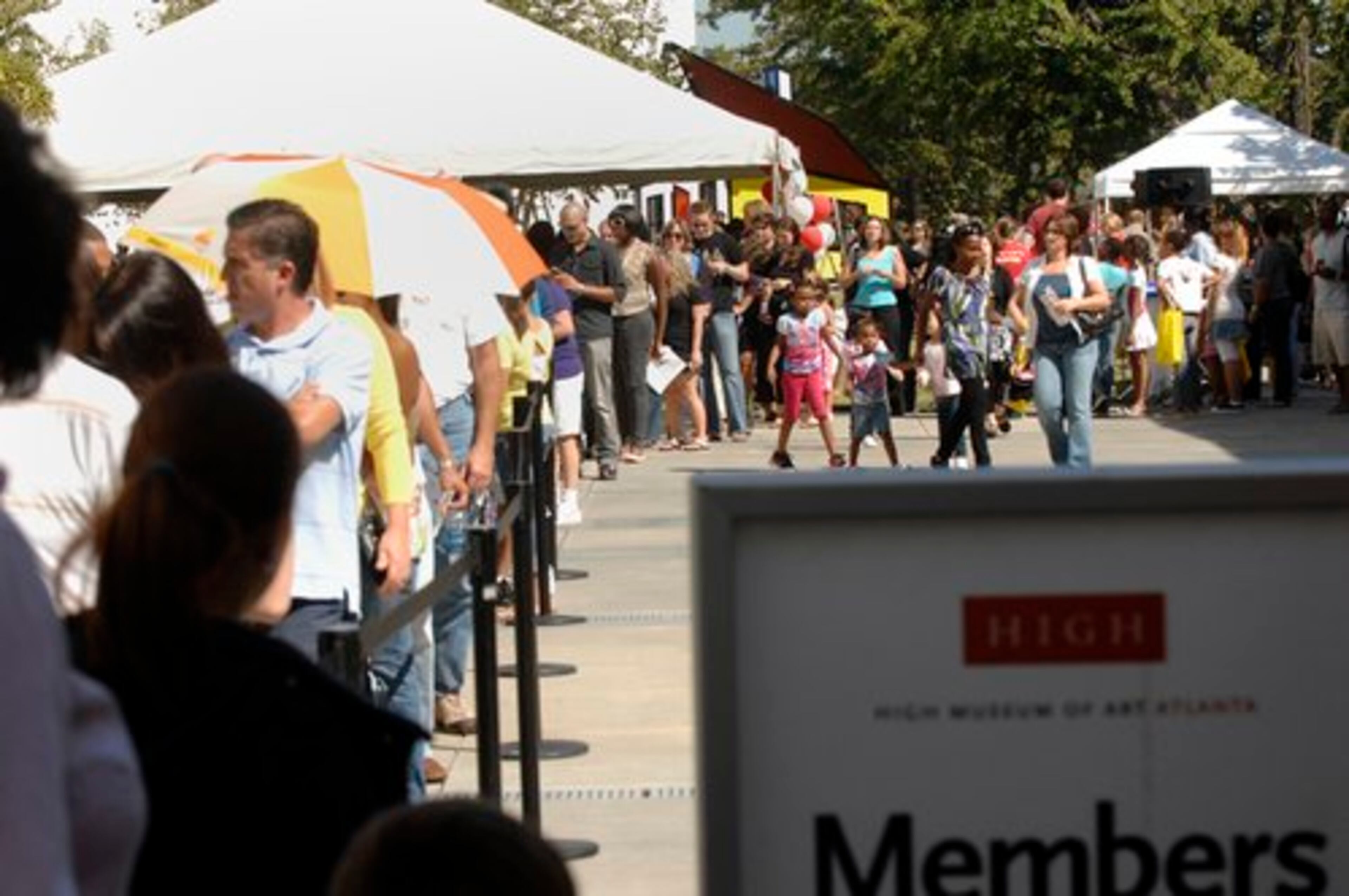 There was a long line of people for the free Dali exhibit at the High Musuem during the Target Family Fun Day at the Woodruff Arts Center Sunday afternoon.