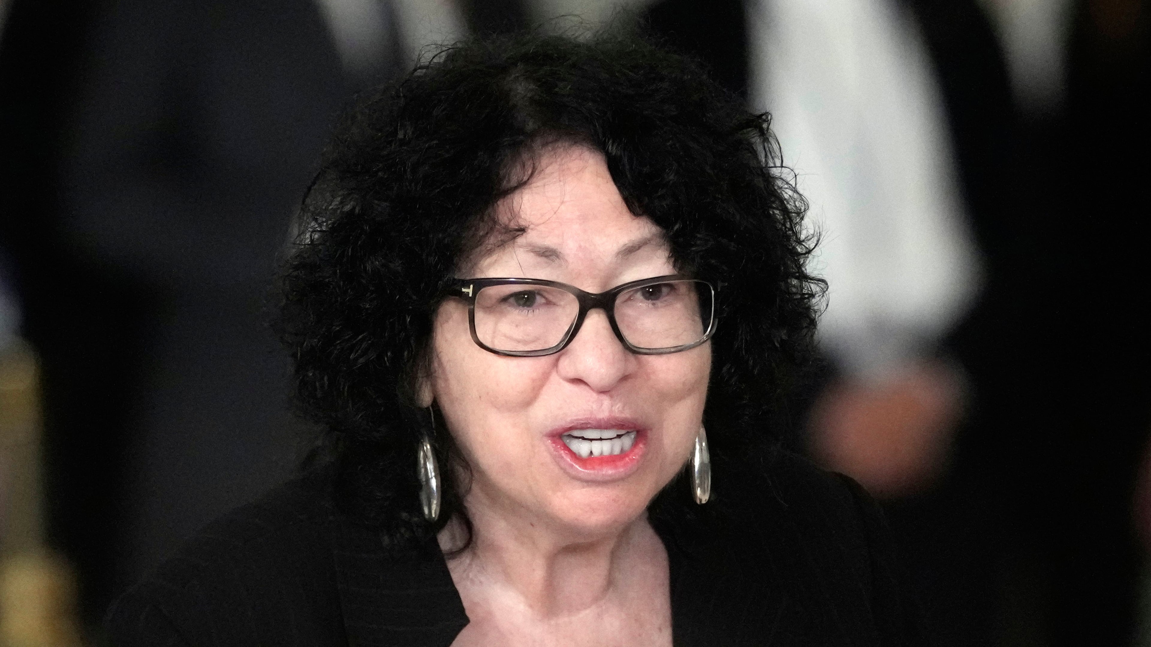 FILE - Supreme Court Justice Sonia Sotomayor speaks during a service for retired Supreme Court Justice Sandra Day O'Connor in the Great Hall at the Supreme Court in Washington, Dec. 18, 2023. (AP Photo/Jacquelyn Martin, Pool, File)