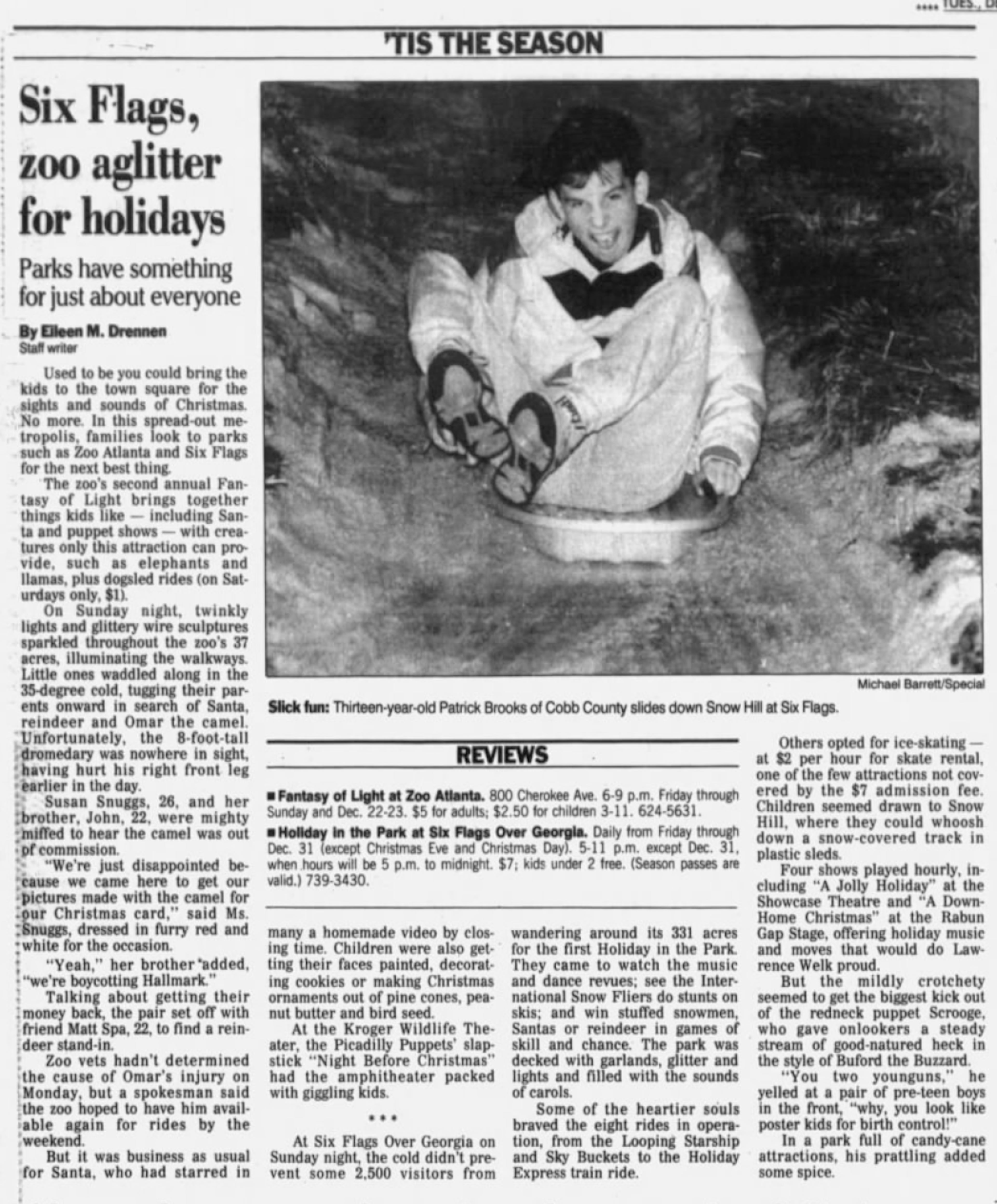 Six Flags Over Georgia introduced its first Holiday in the Park celebration in 1989. This is how The Atlanta Journal-Constitution covered it at the time. (AJC File)