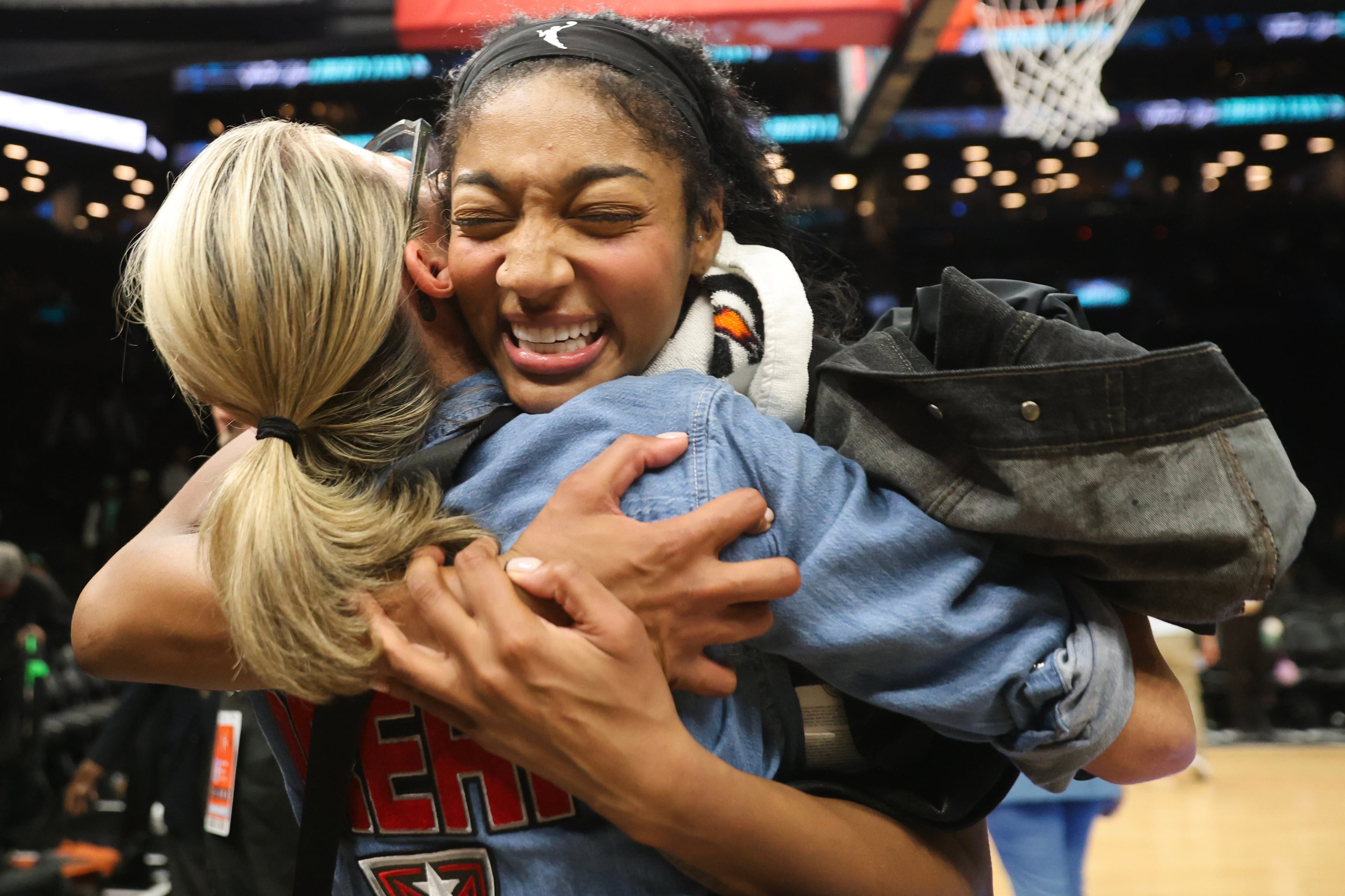 Atlanta forward Angel Reese after the Dream advanced to the WNBA Finals. (Heather Khalifa/AP)