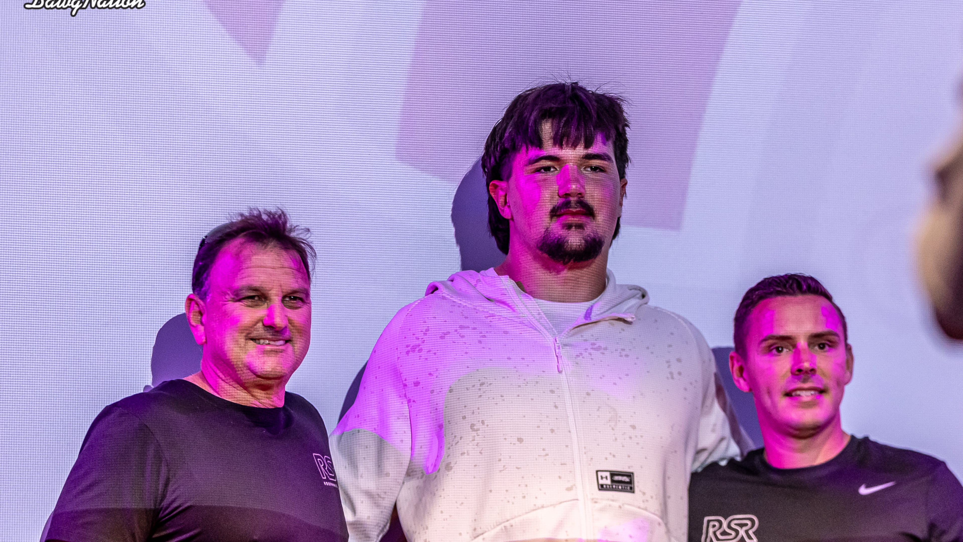Five-star OT Jackson Cantwell (center) negotiated his Miami contract with help from NFL agent Drew Rosenhaus (left). (Jeff Sentell/DawgNation)