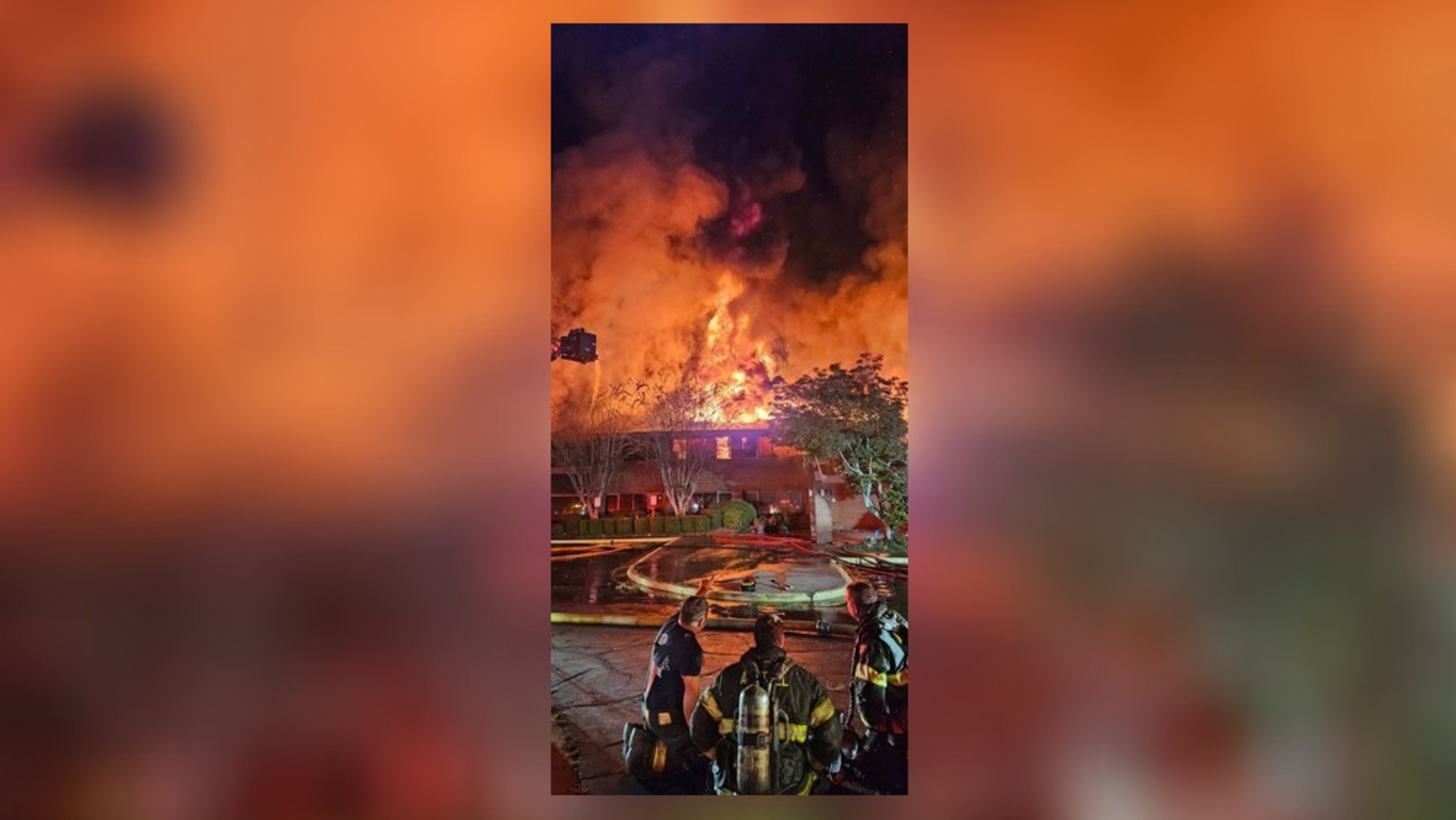 Firefighters battle a blaze at Prayer City Eagles Chapel International Ministries in Austell on Monday, Sept. 29, 2025. (GoFundMe)