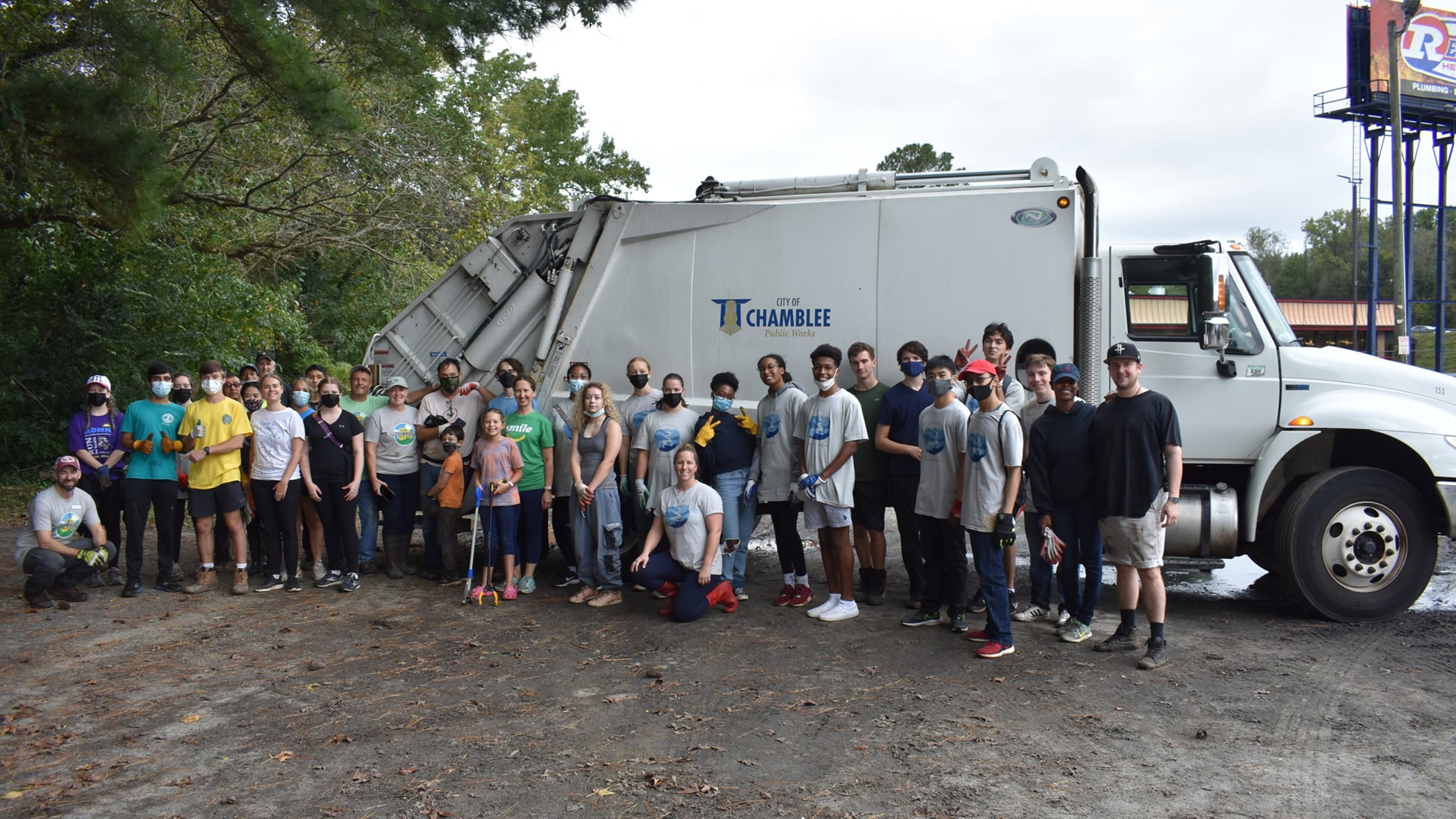 More than 60 volunteers helped clean Nancy Creek in Chamblee of 1.4 tons of debris in mid-October - much of it recyclable. Of DeKalb residents, 60% are signed up for the county's free Residential Single-stream Recycling Program. (Courtesy of Chamblee)