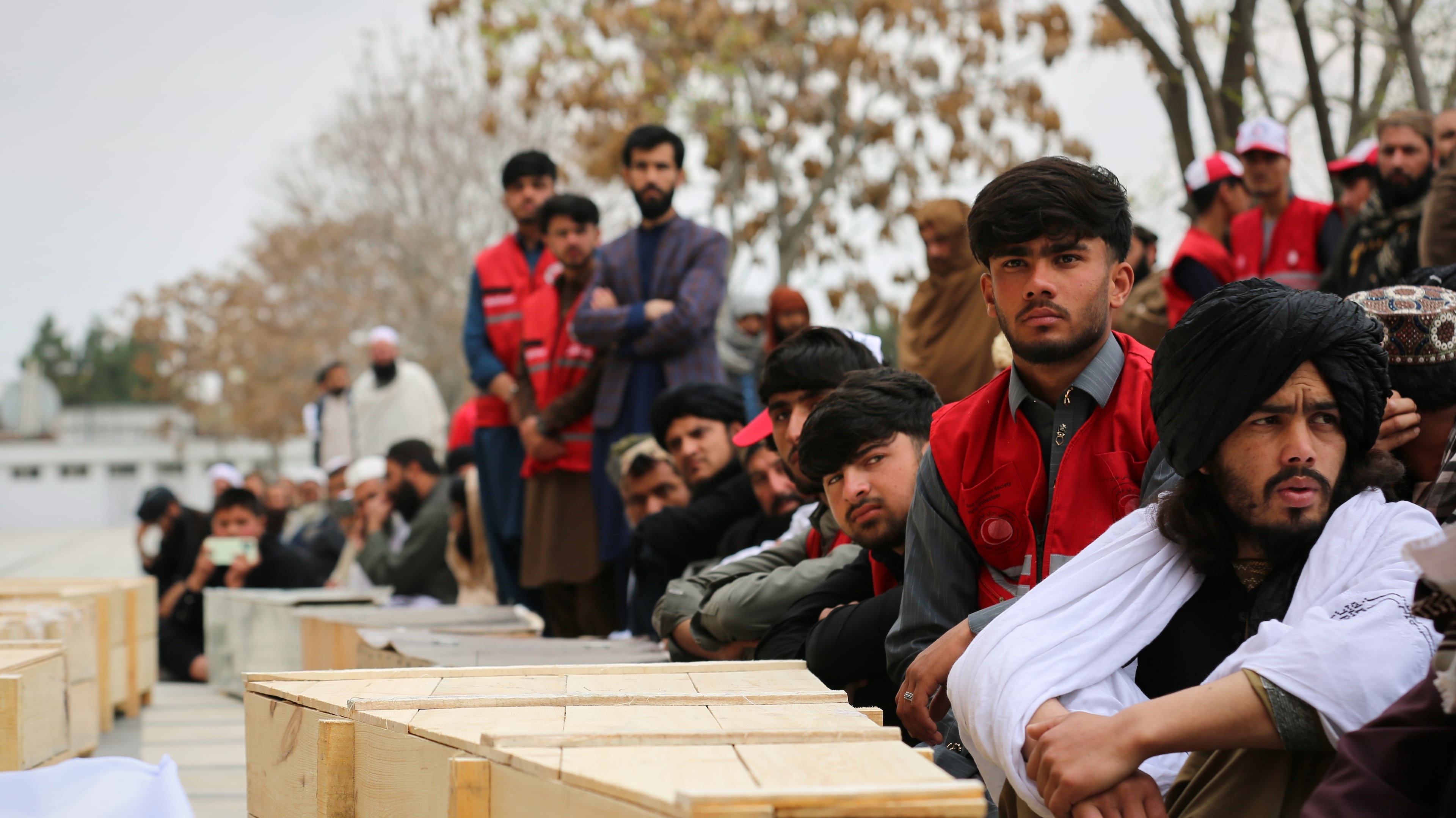 FILE - Mourners attend a second mass funeral for victims of an airstrike on a drug rehabilitation center earlier this month, in Kabul, Afghanistan, Thursday, March 26, 2026. (AP Photo/Siddiqullah Alizai, File)