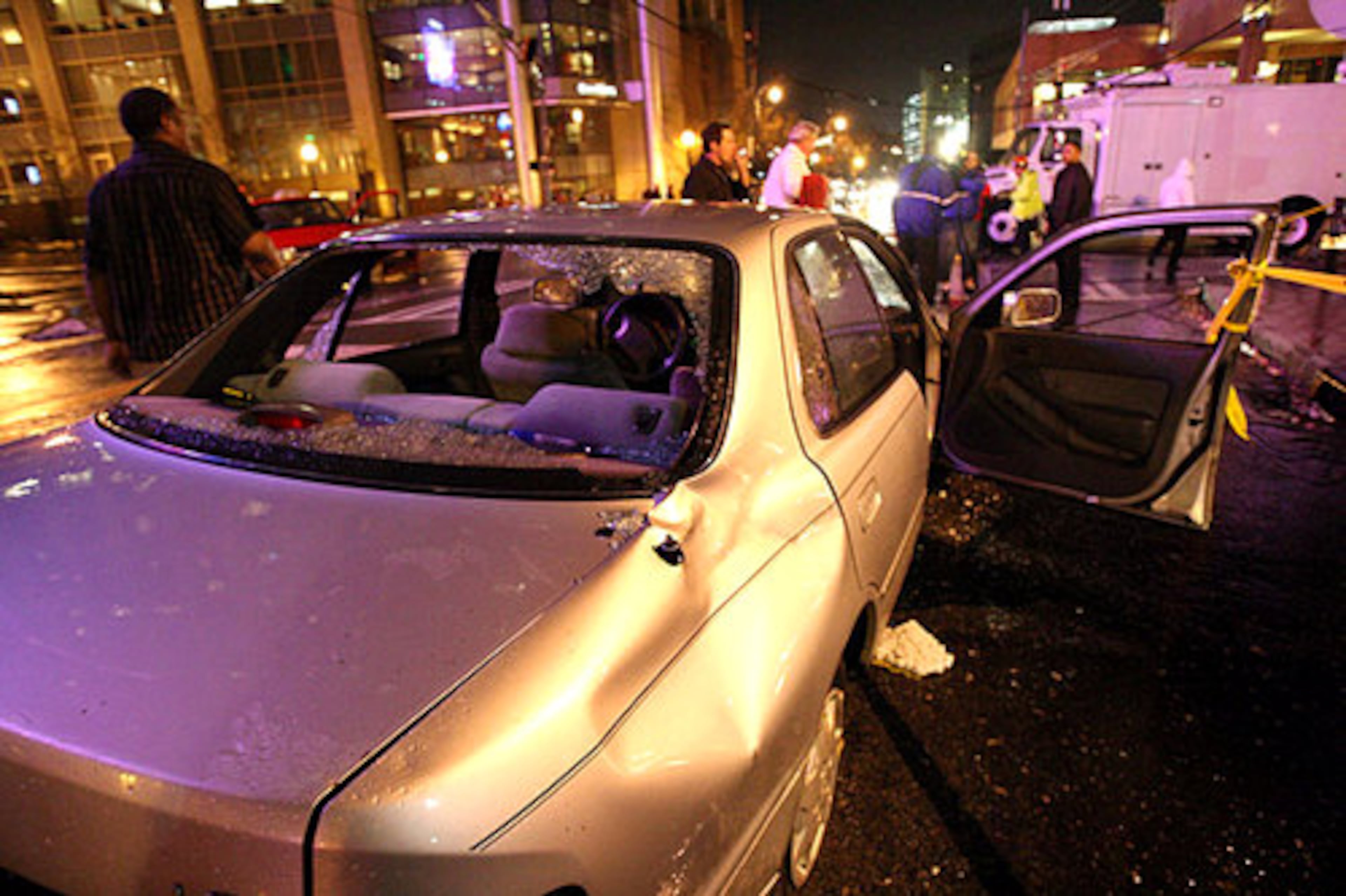 Car windows were no match for Friday night's storm.