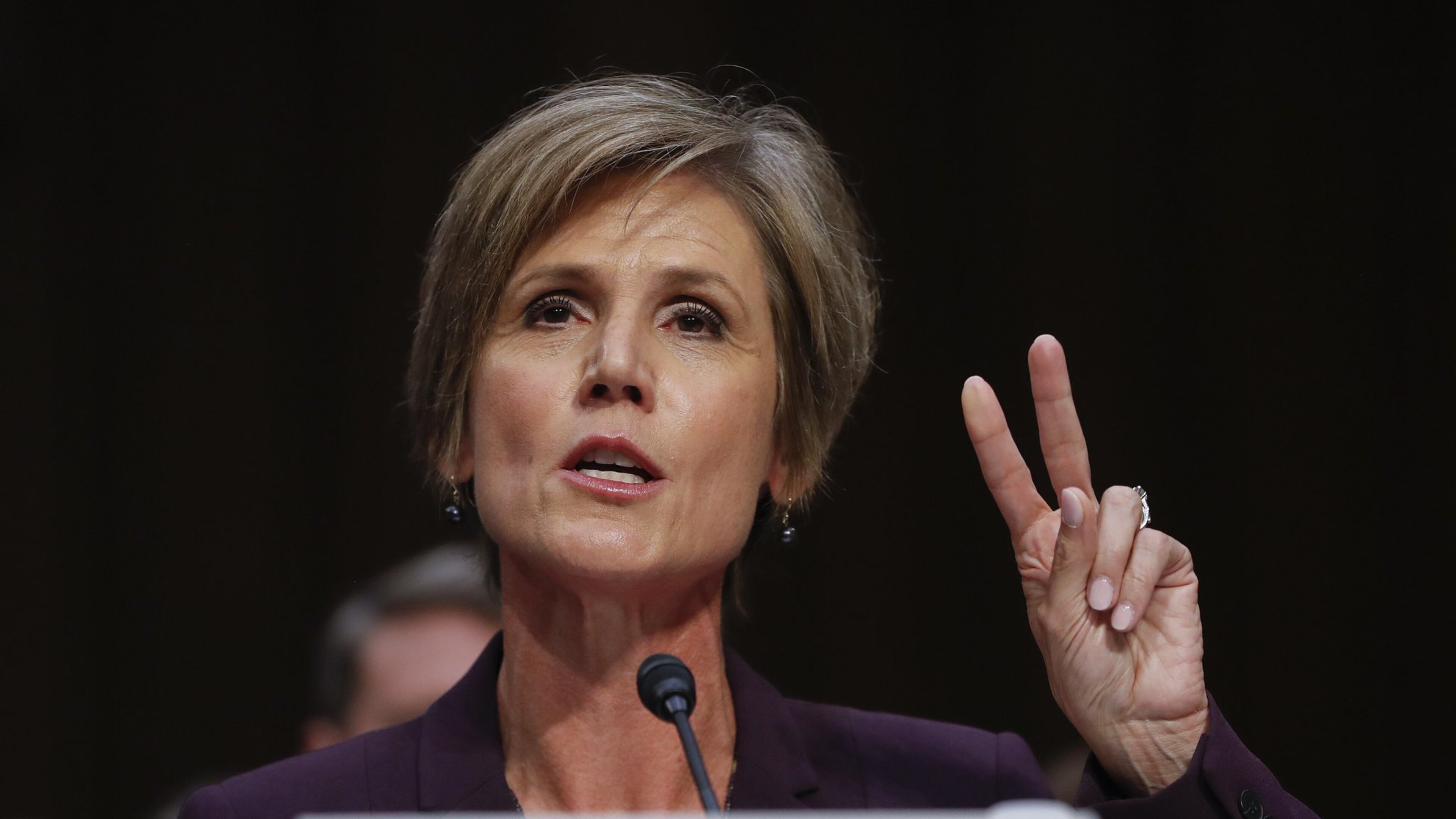 Former acting U.S. Attorney General Sally Yates testifies Monday on Capitol Hill in Washington before the Senate Judiciary Subcommittee on Crime and Terrorism. (AP Photo/Pablo Martinez Monsivais)