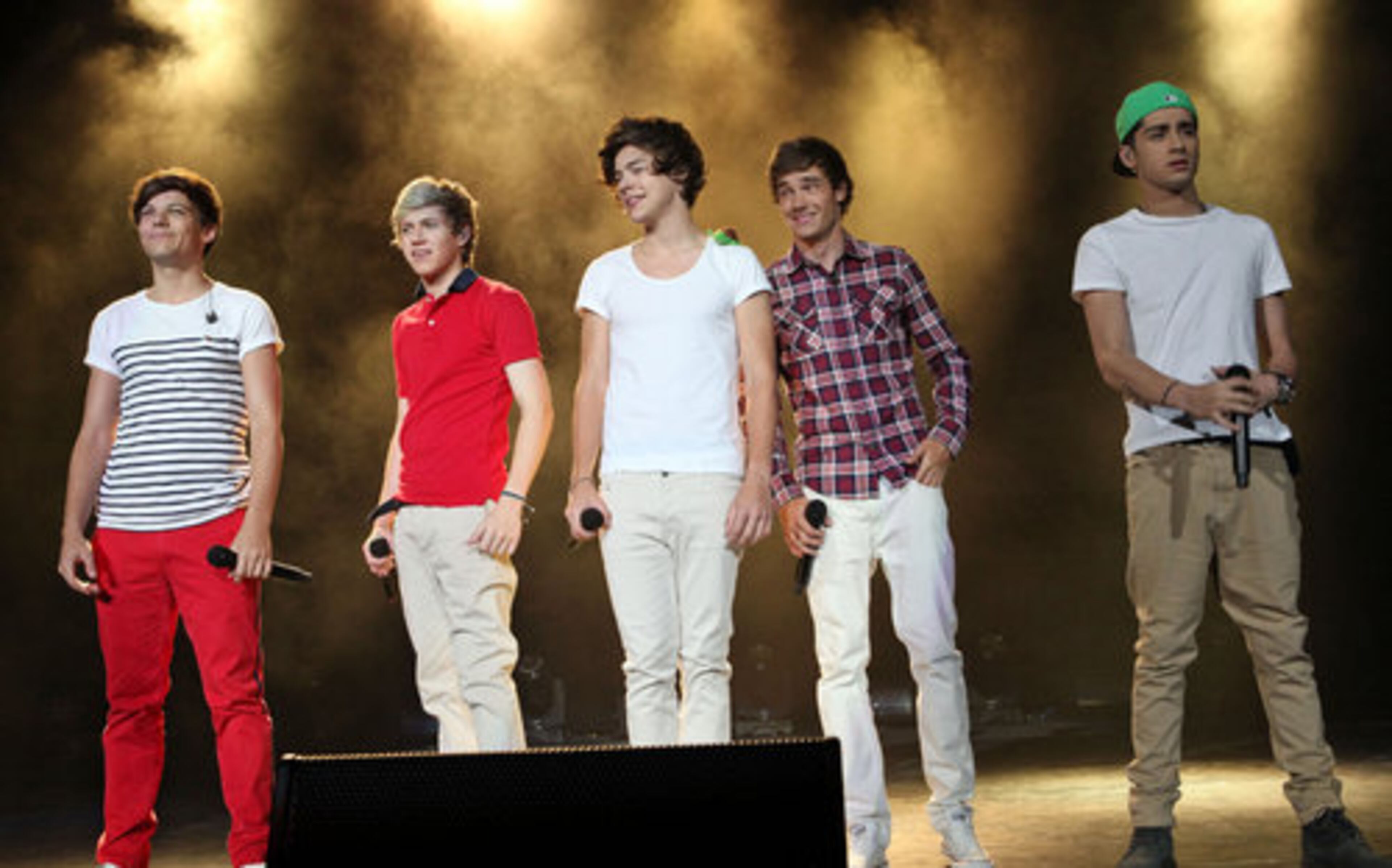 British teen heartthrobs One Direction - Louis Tomlinson (the swoopy hair one), Niall Horan (the blond one), Harry Styles (the Mick Jagger one), Liam Payne (the shy one) and Zayn Malik (the swarthy one) - burst onto the stage at Gwinnett Arena in a blur of Converse, skinny jeans and artfully tousled hair.