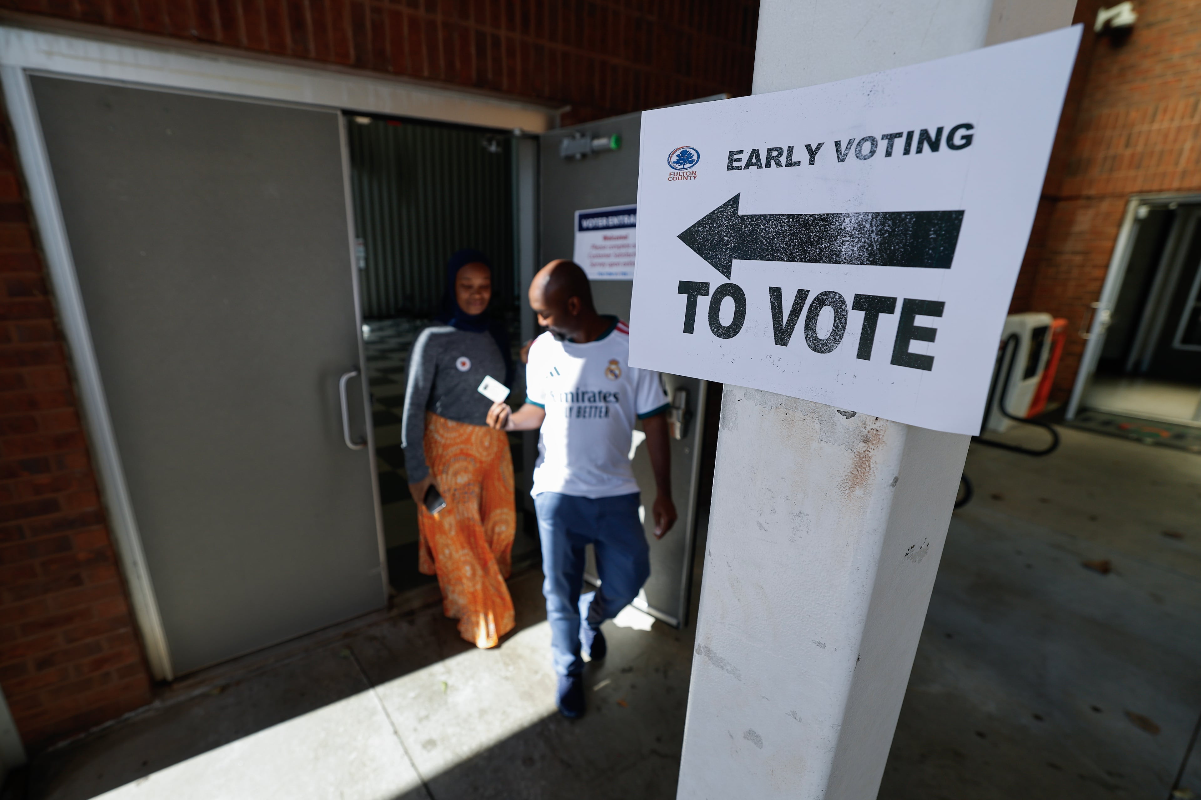 Voters cast their ballots during a Black Voters Matter “No Kings: Vote Early Atlanta” event at the C.T. Martin Natatorium and Recreation Center on Saturday, Oct. 17, 2026, in Atlanta. (Erik S. Lesser for the AJC)