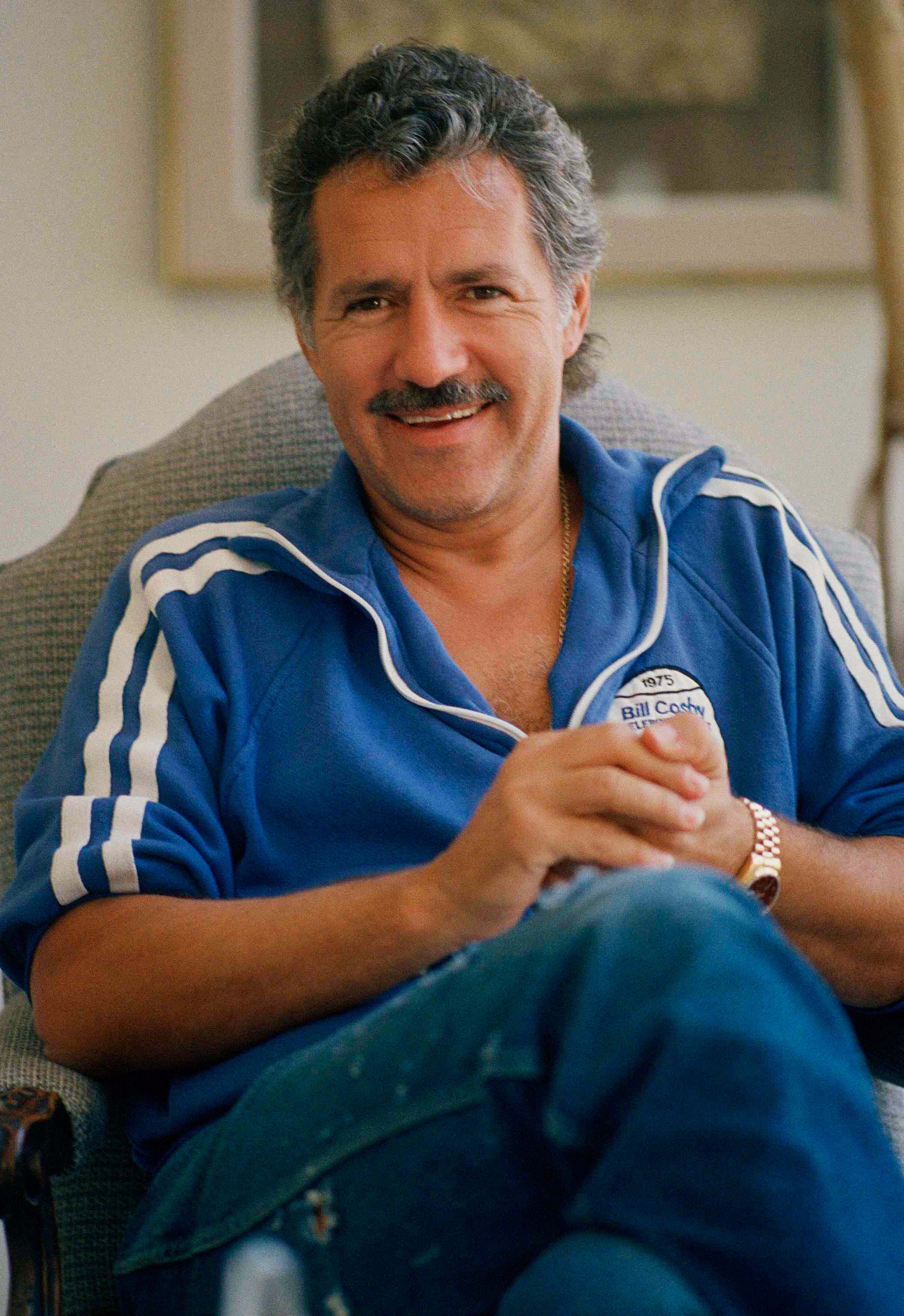 Alex Trebek is the host of TV game shows "Jeopardy" and "Concentration". He was photographed in his home on Mullholland Dr. in Los Angeles on July 7, 1988.