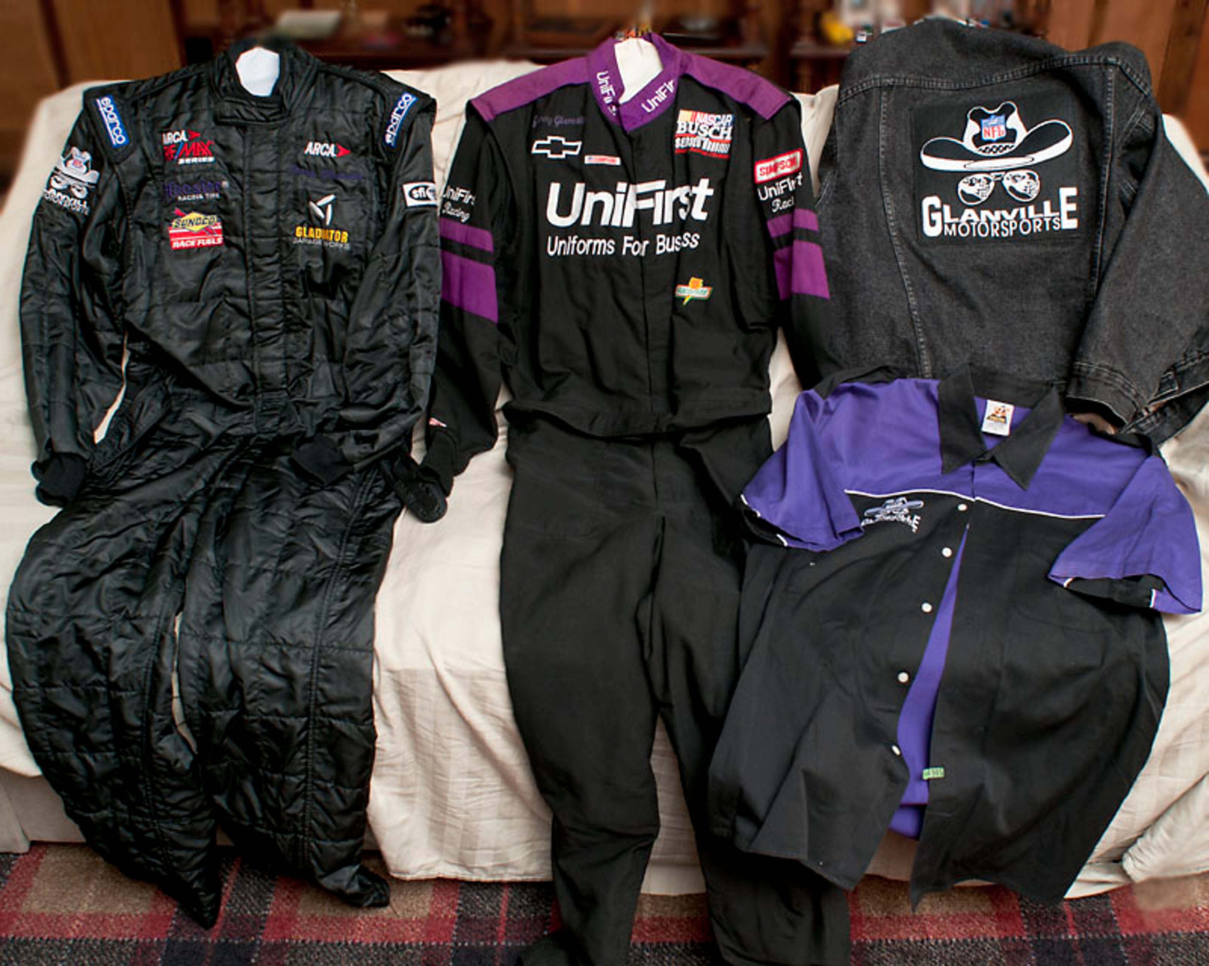 Included in the sale are driving suits from Jerry Glanville's racing days. From 1992 to 1999, Jerry Glanville made 33 starts in what's now the NASCAR Nationwide and Camping World Truck Series. Donna Davis Estate Sales in Dawsonville is handling the sale, which is open to the public from May 15 to May 17.