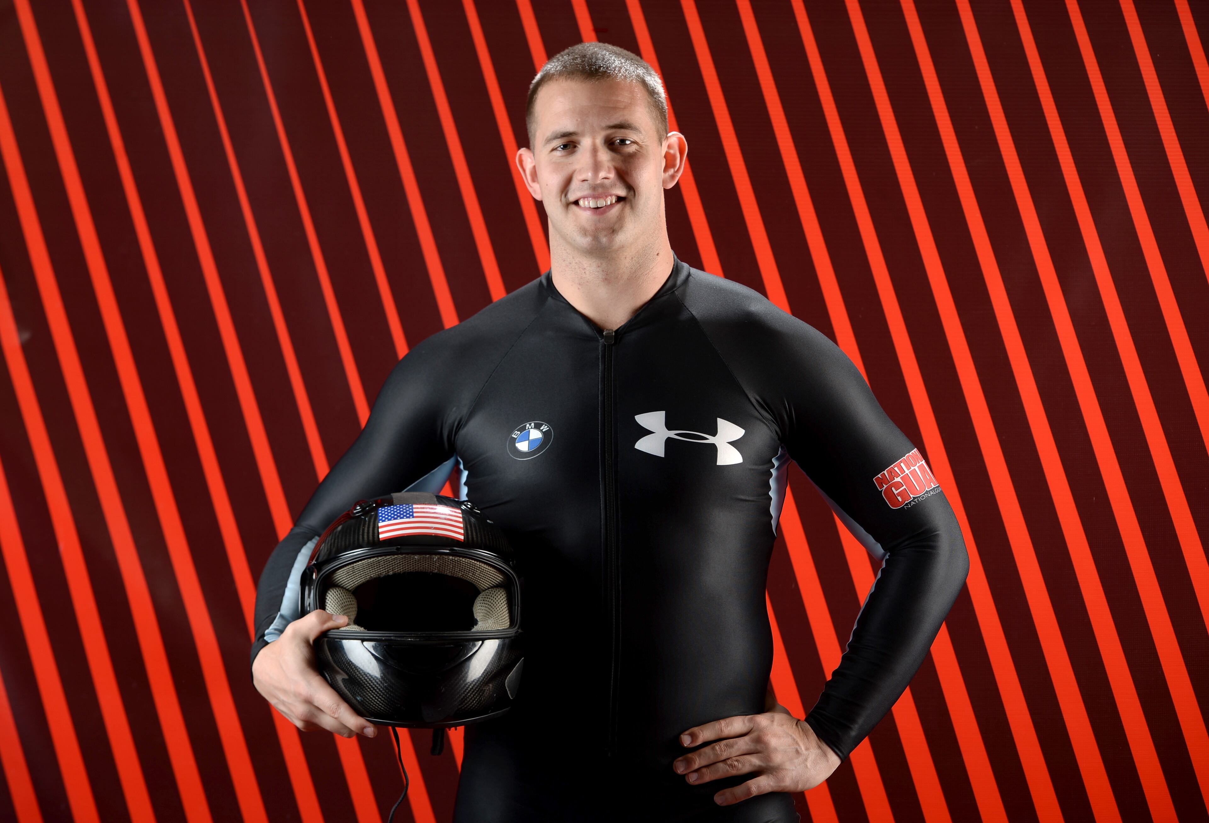 PARK CITY, UT - SEPTEMBER 29: Bobsledder Justin Olsen poses for a portrait during the USOC Media Summit ahead of the Sochi 2014 Winter Olympics on September 29, 2013 in Park City, Utah. (Photo by Harry How/Getty Images)