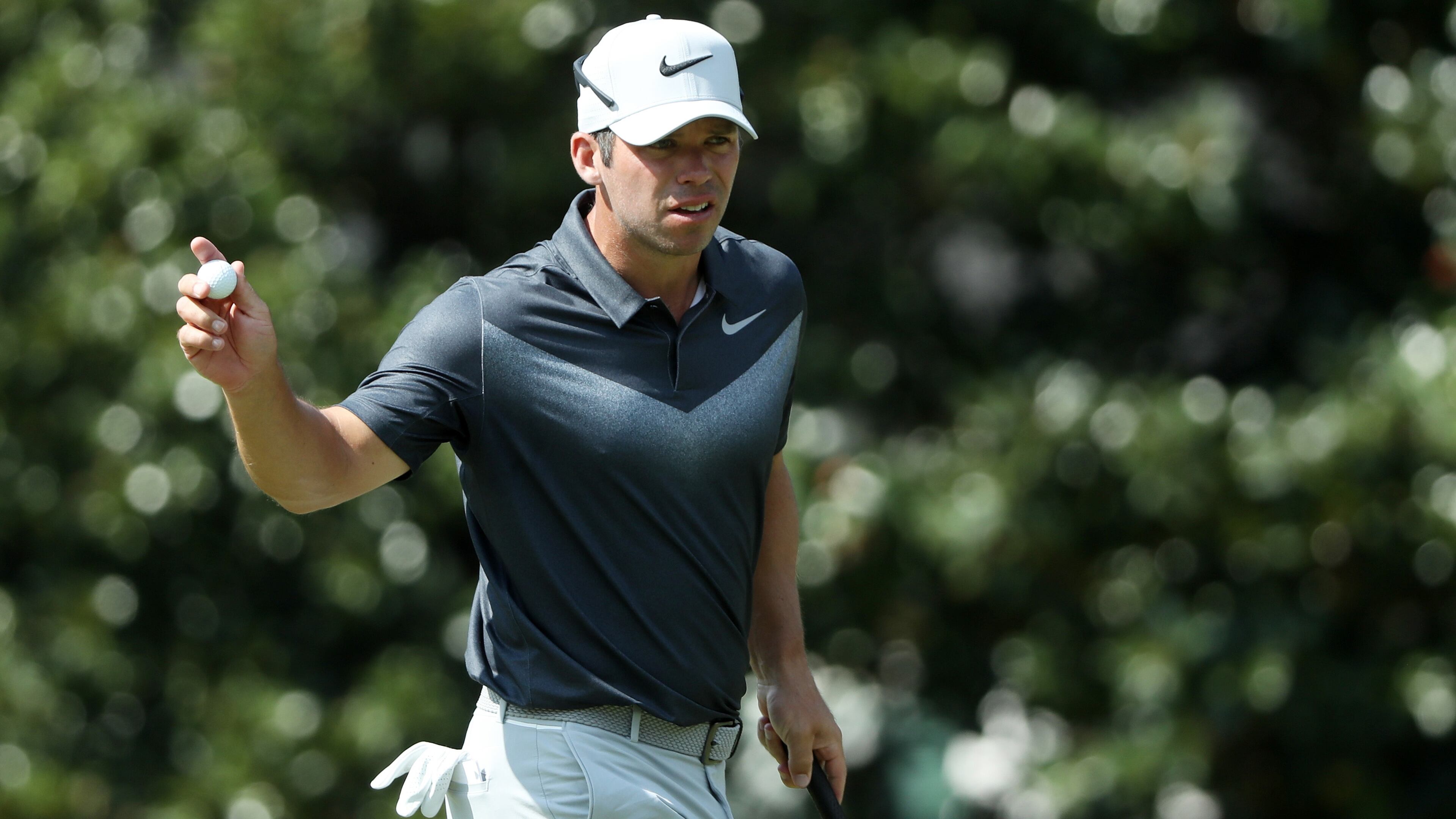 Paul Casey reacts on the second green during the third round of the Tour Championship at East Lake Golf Club on September 23, 2017 in Atlanta, Georgia. (Photo by Sam Greenwood/Getty Images)