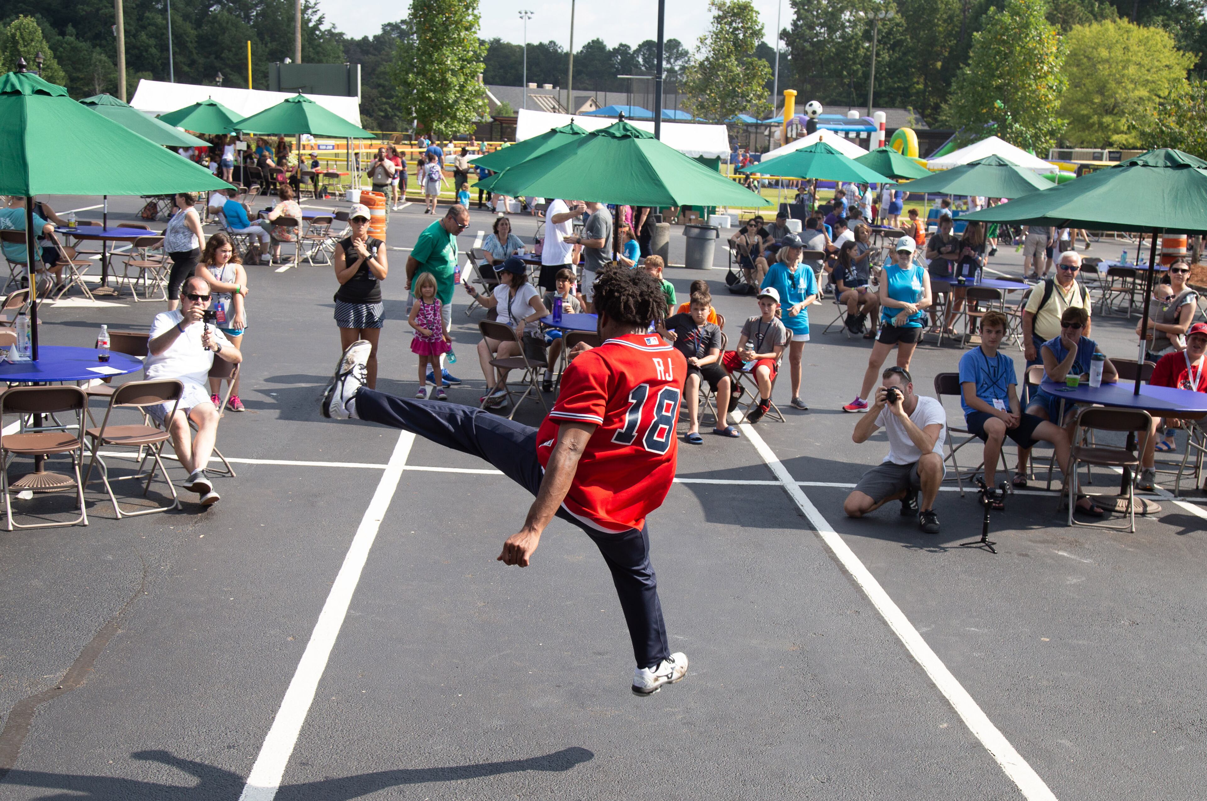 RJ Owens gives a dance demonstration during the Ignite Maccabi event that officially kicks off the 2019 JCC Maccabi Games at the Marcus Jewish Community Center of Atlanta. The 2019 JCC Maccabi Games will be held in Atlanta July 28 through August 2, 2019. (Photo: STEVE SCHAEFER / SPECIAL TO THE AJC)