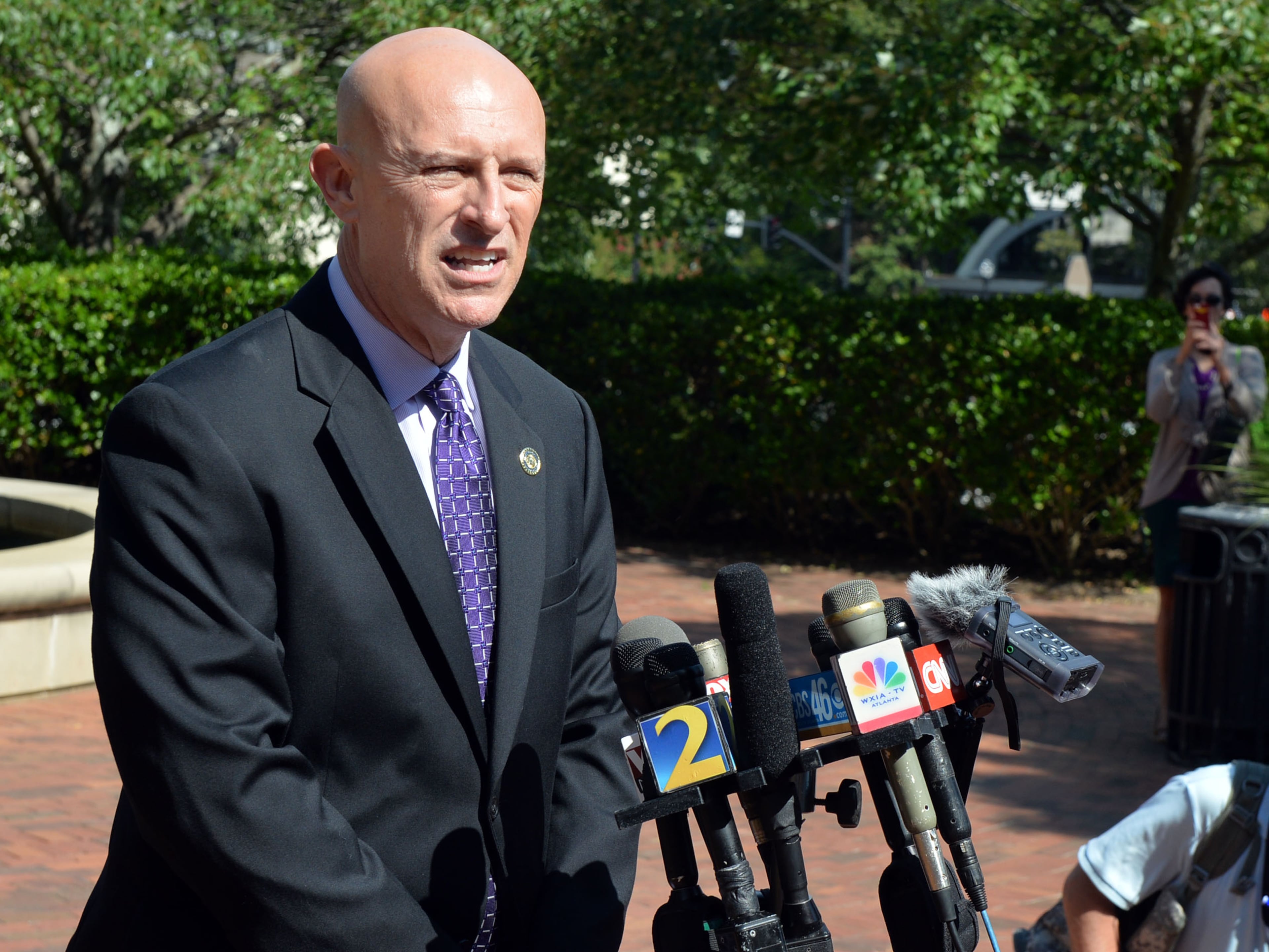 Cobb County DA, Vic Reynolds speaks during a press conference following a probable cause and bond hearing in Cobb County Magistrate Court for Justin Ross Harris Thursday, July 3, 2014. Harris is facing charges of second-degree cruelty to a child and felony murder in the death of his 22 month-old son Cooper on June 18, 2014. JOHNSON/KDJOHNSON@AJC.COM