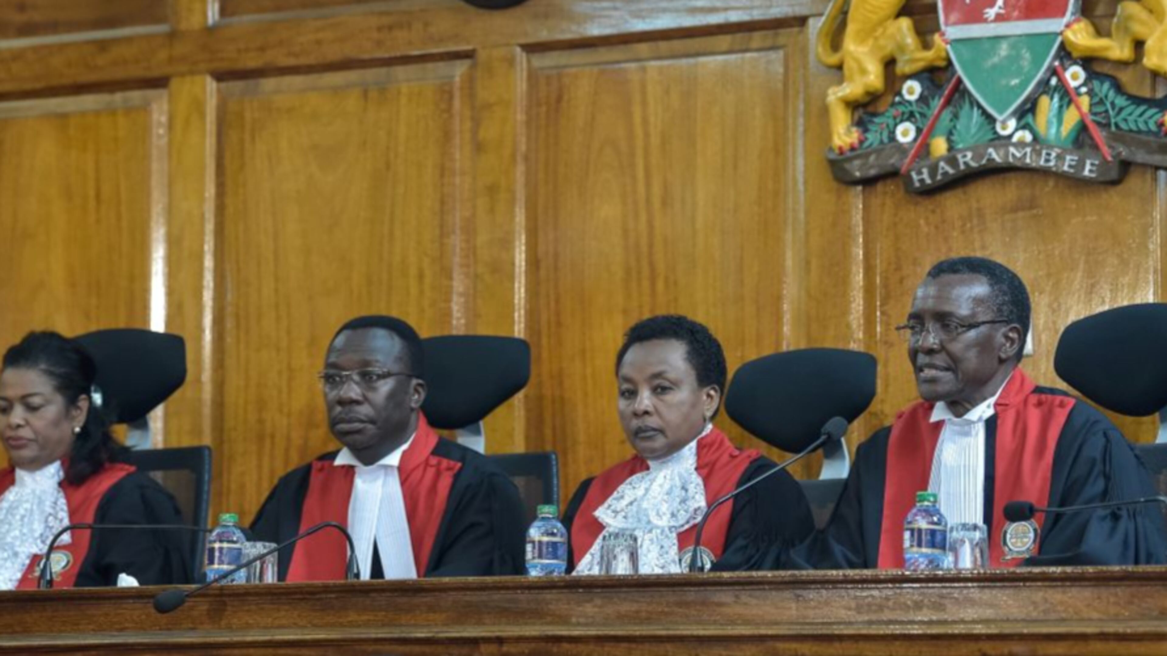 Kenyan Supreme Court judges rule over an opposition petition challenging the result of the presidential election.