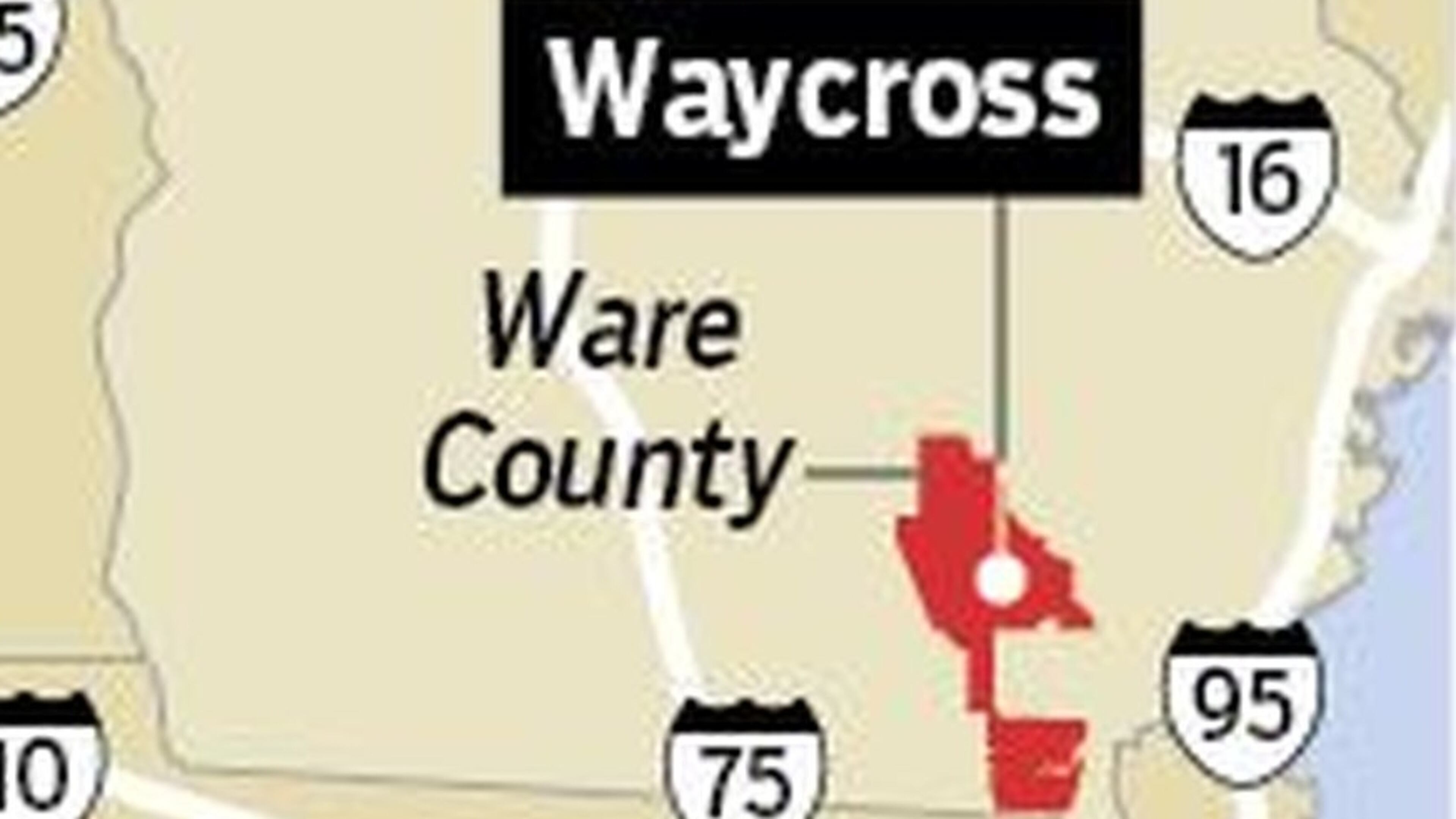 A massive wildfire is burning in Ware County.