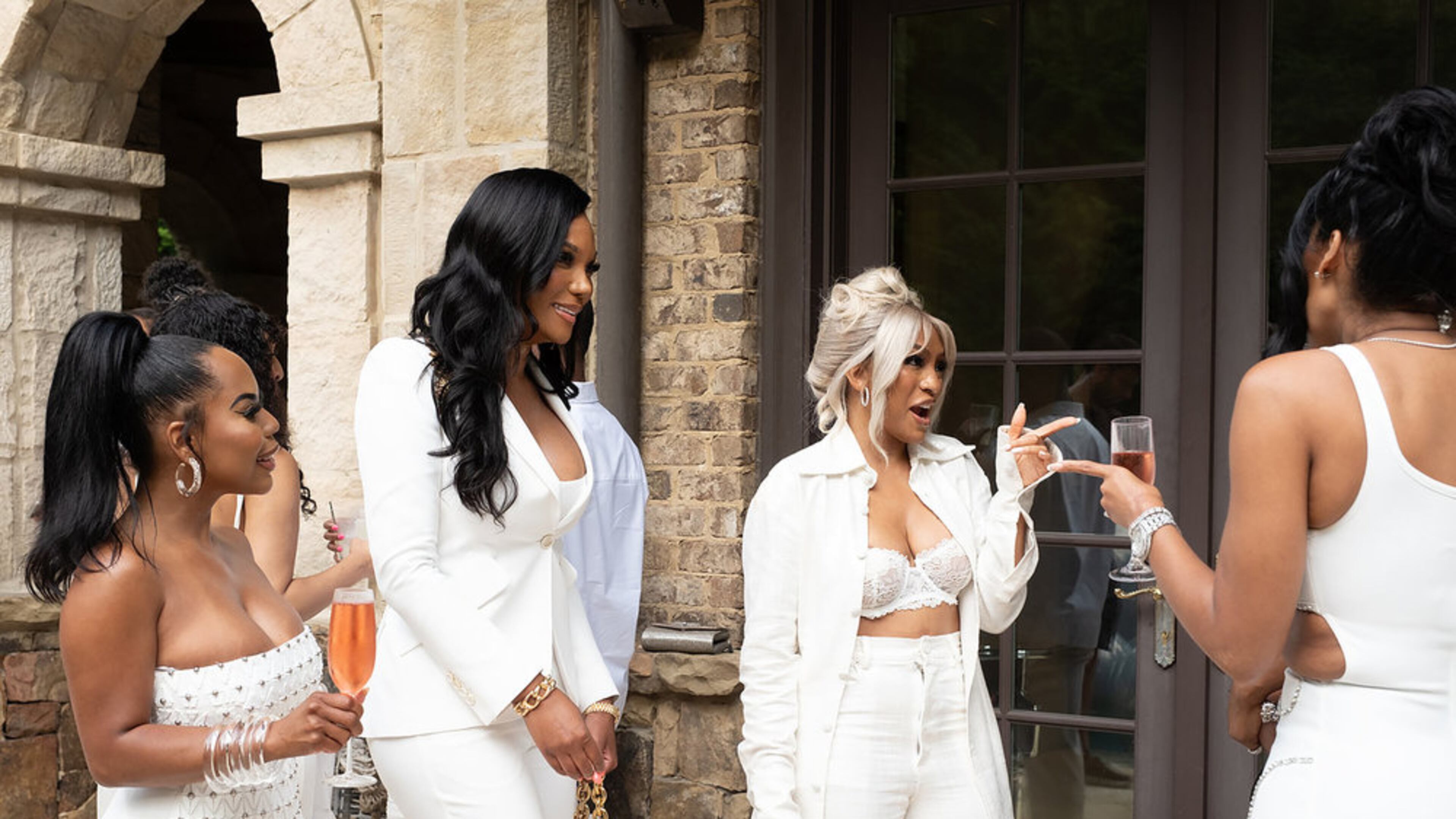 Season 16 of "The Real Housewives of Atlanta," featuring Kelli Ferrell (from left), Angela Oakley, Drew Sidora and Brit Eady, debuts Sunday, March 9, 2025. (Wilford Harewood/Bravo)