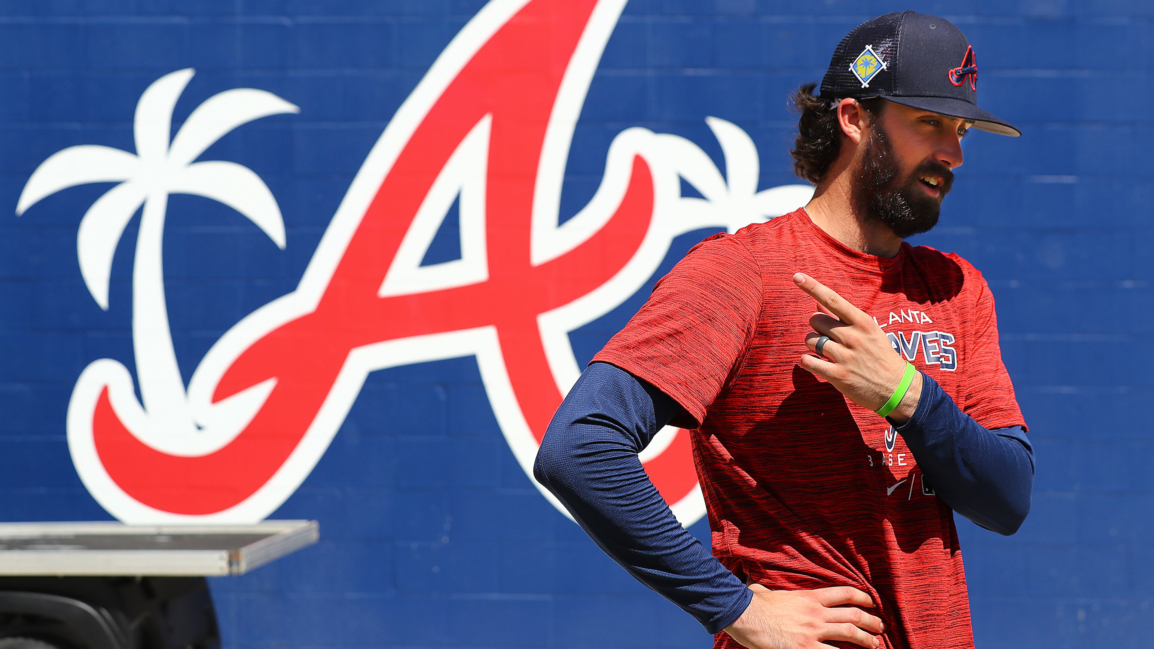 Braves shortstop Braden Shewmake takes questions after the first day of Braves minor league spring training camp Sunday, March 6, 2022, in North Port, Florida. “Curtis Compton / AJC file”