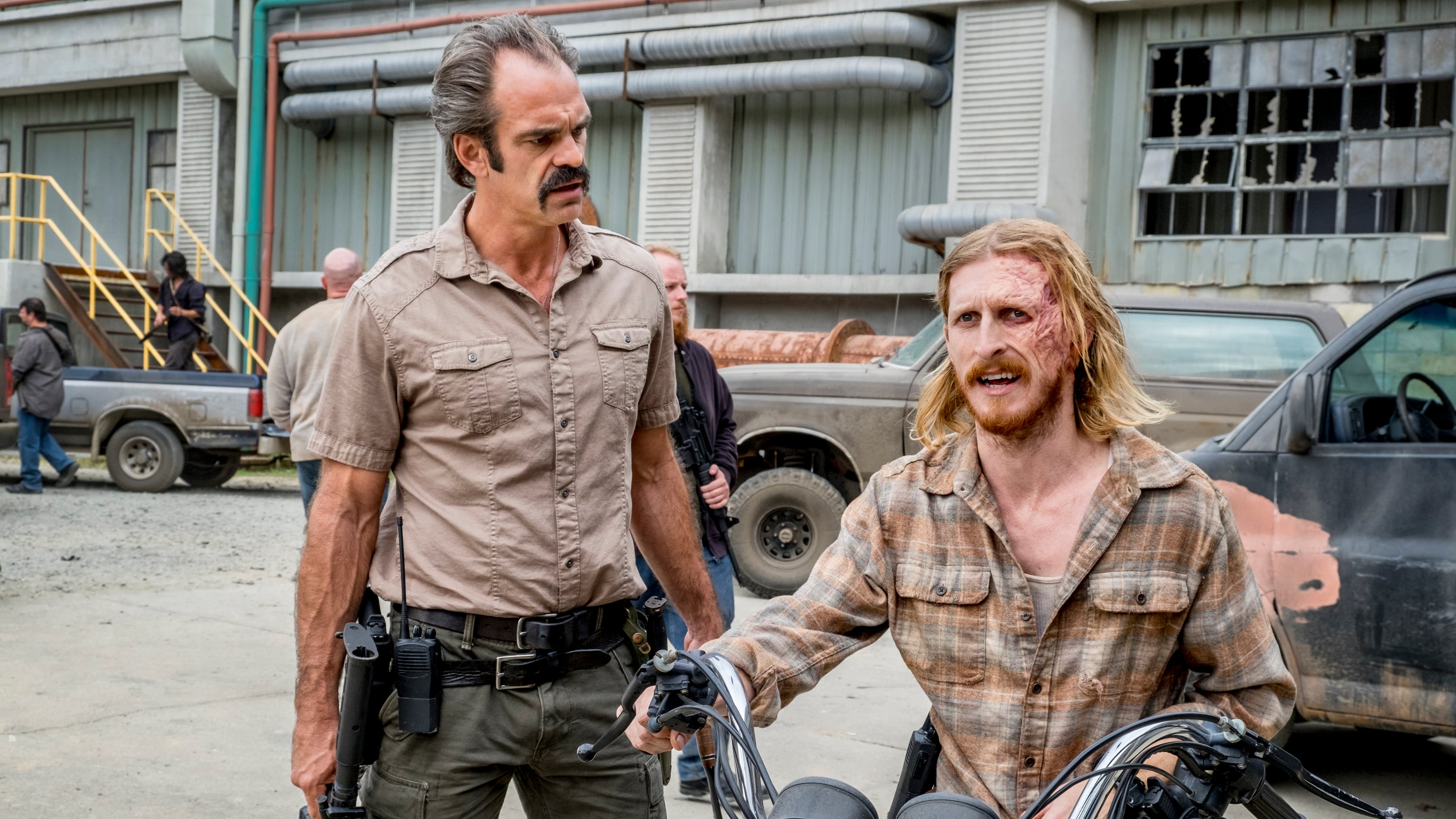 Steven Ogg as Simon, Austin Amelio as Dwight - The Walking Dead _ Season 8, Episode 12 - Photo Credit: Gene Page/AMC