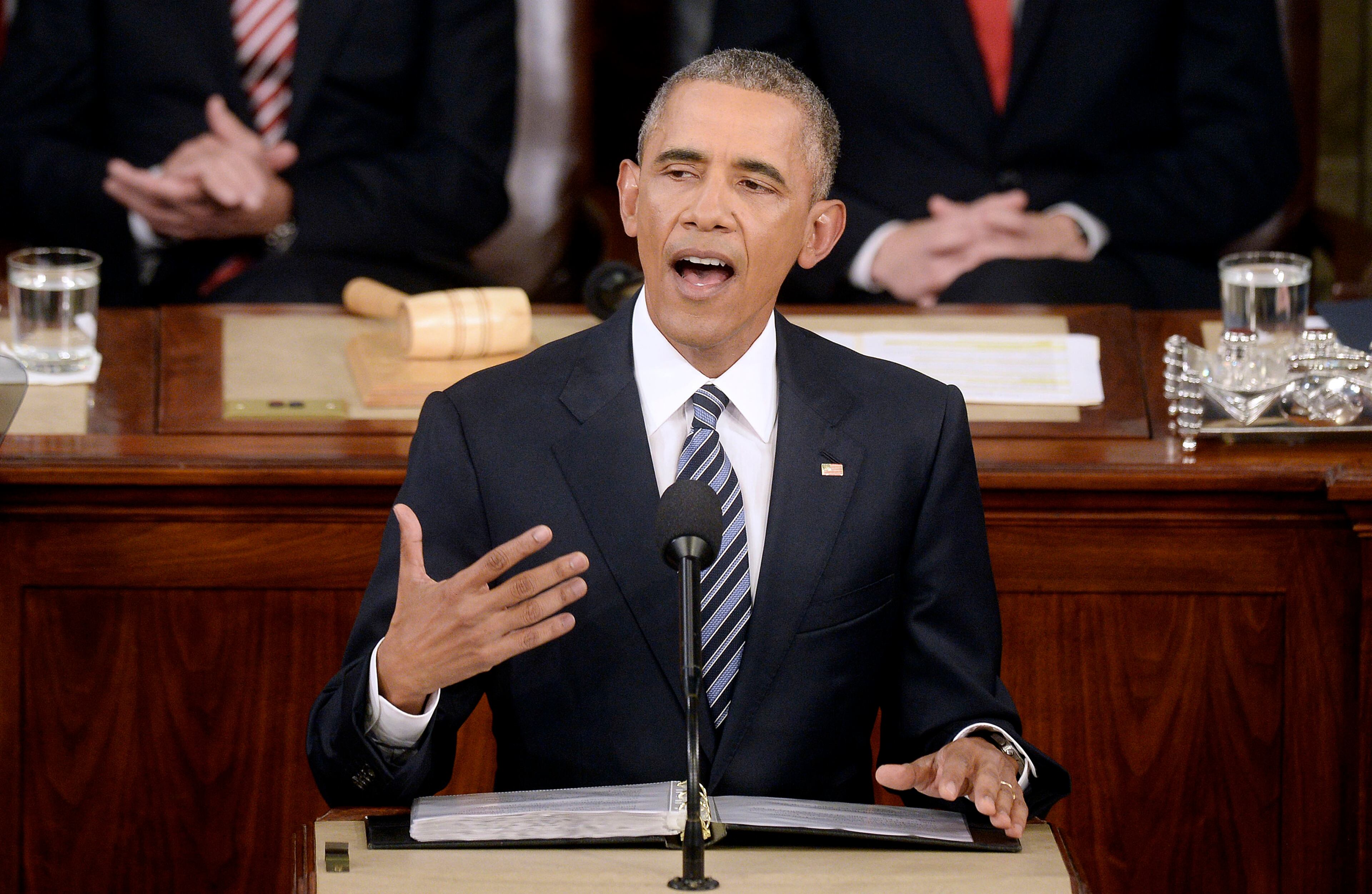 U.S. President Barack Obama delivers his final State of the Union address to a joint session of Congress at the Capitol in Washington, D.C., on Tuesday, Jan. 12, 2016. (Olivier Douliery/Abaca Press/TNS)