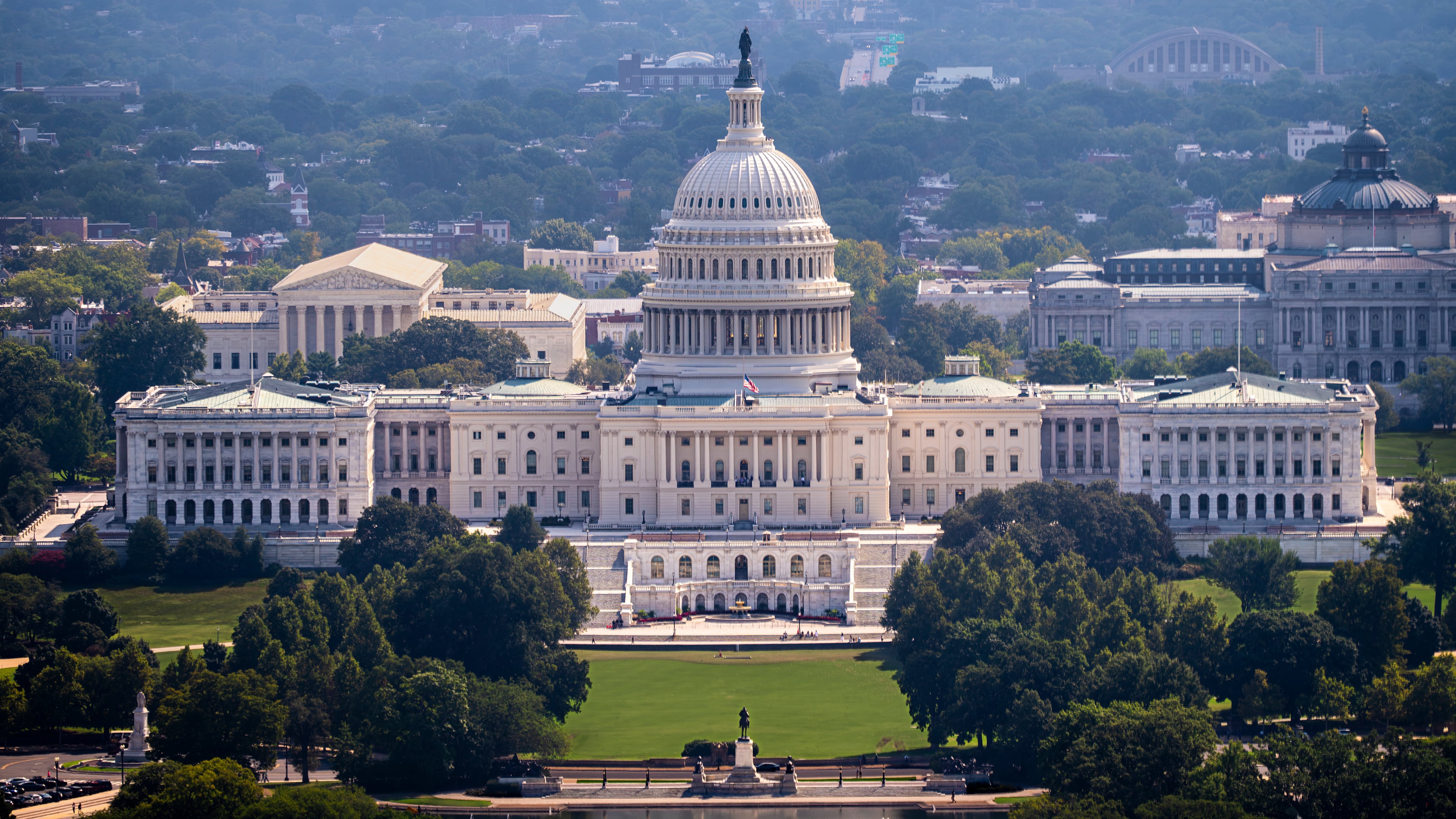 The U.S. Capitol is seen from the Washington Monument in Washington, Friday, Aug. 28, 2026. (AP Photo/J. Scott Applewhite)